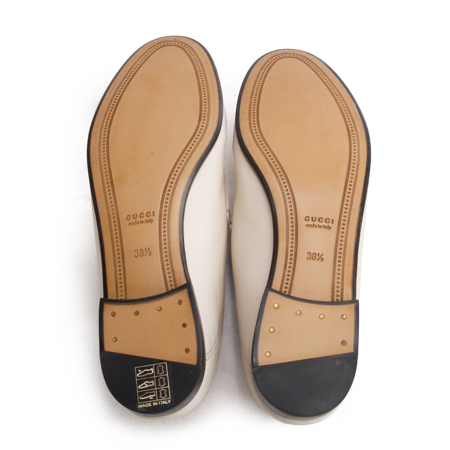 Gucci White Calfskin Brixton Horsebit Loafers, Women's Size 38.5