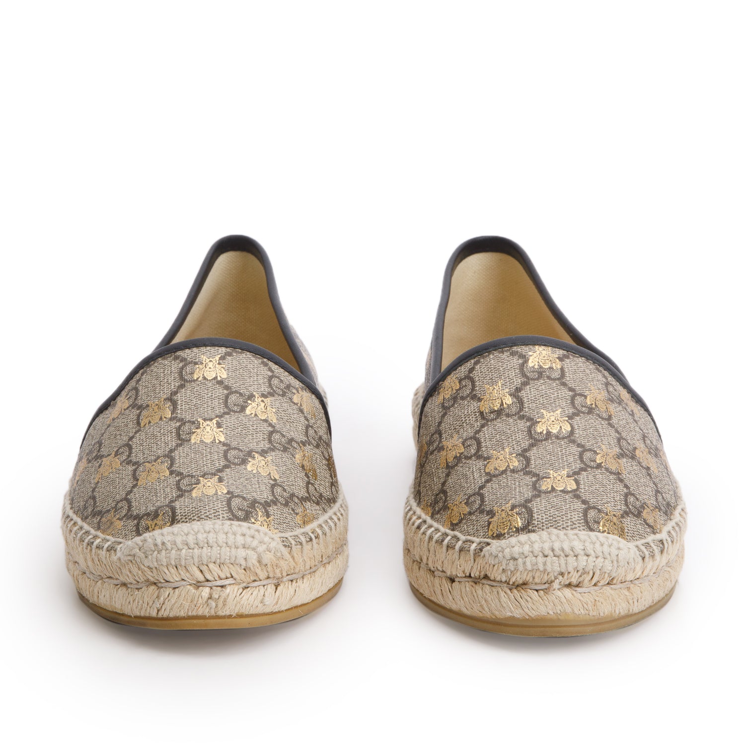 Gucci GG Supreme Monogram Bees Espadrille Flats, Women's Size 38.5