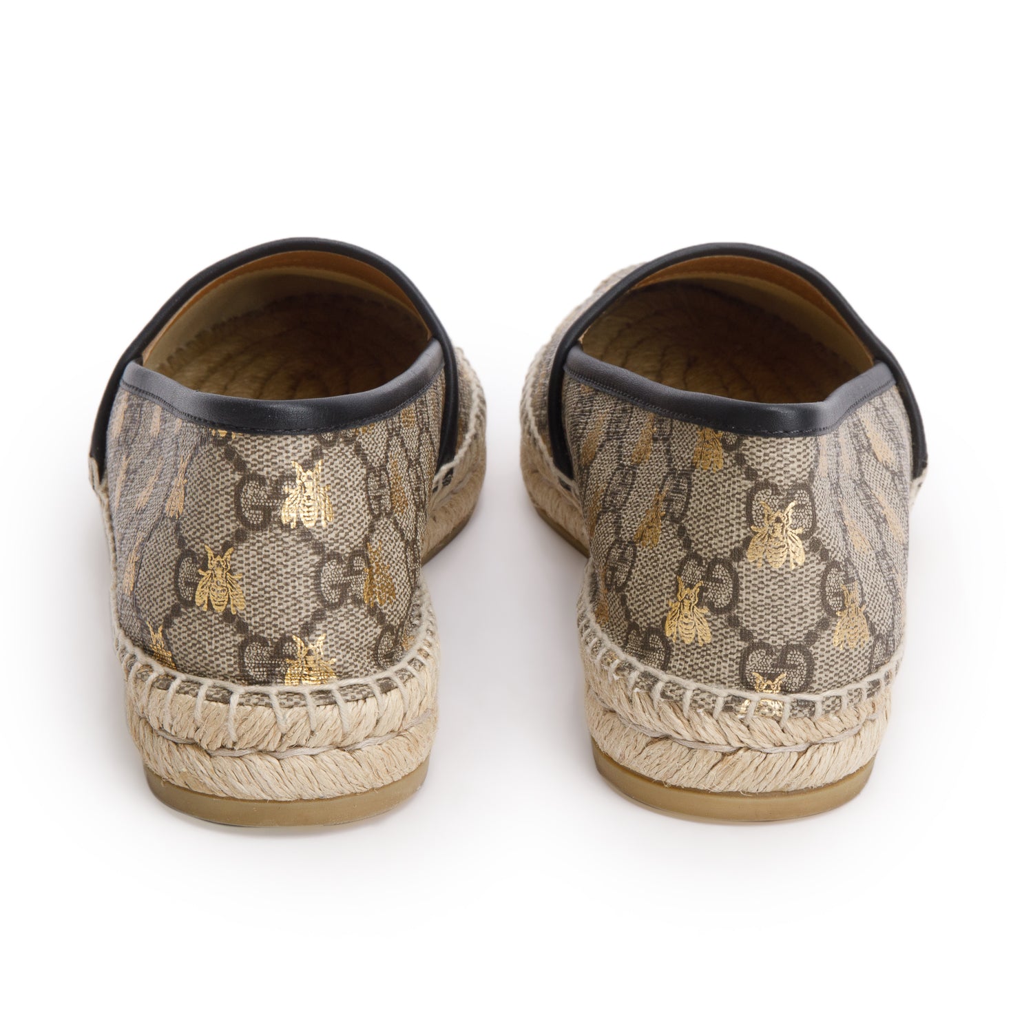 Gucci GG Supreme Monogram Bees Espadrille Flats, Women's Size 38.5