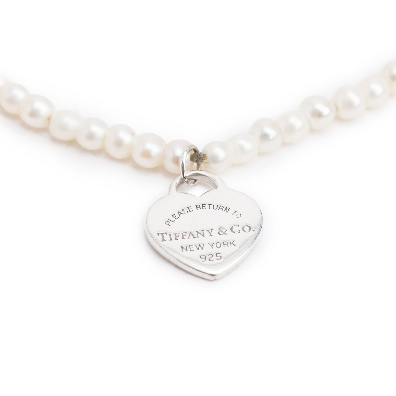 Tiffany & Co. Sterling Silver Return to Tiffany Mini Heart Tag 3 MM Pearl Bracelet