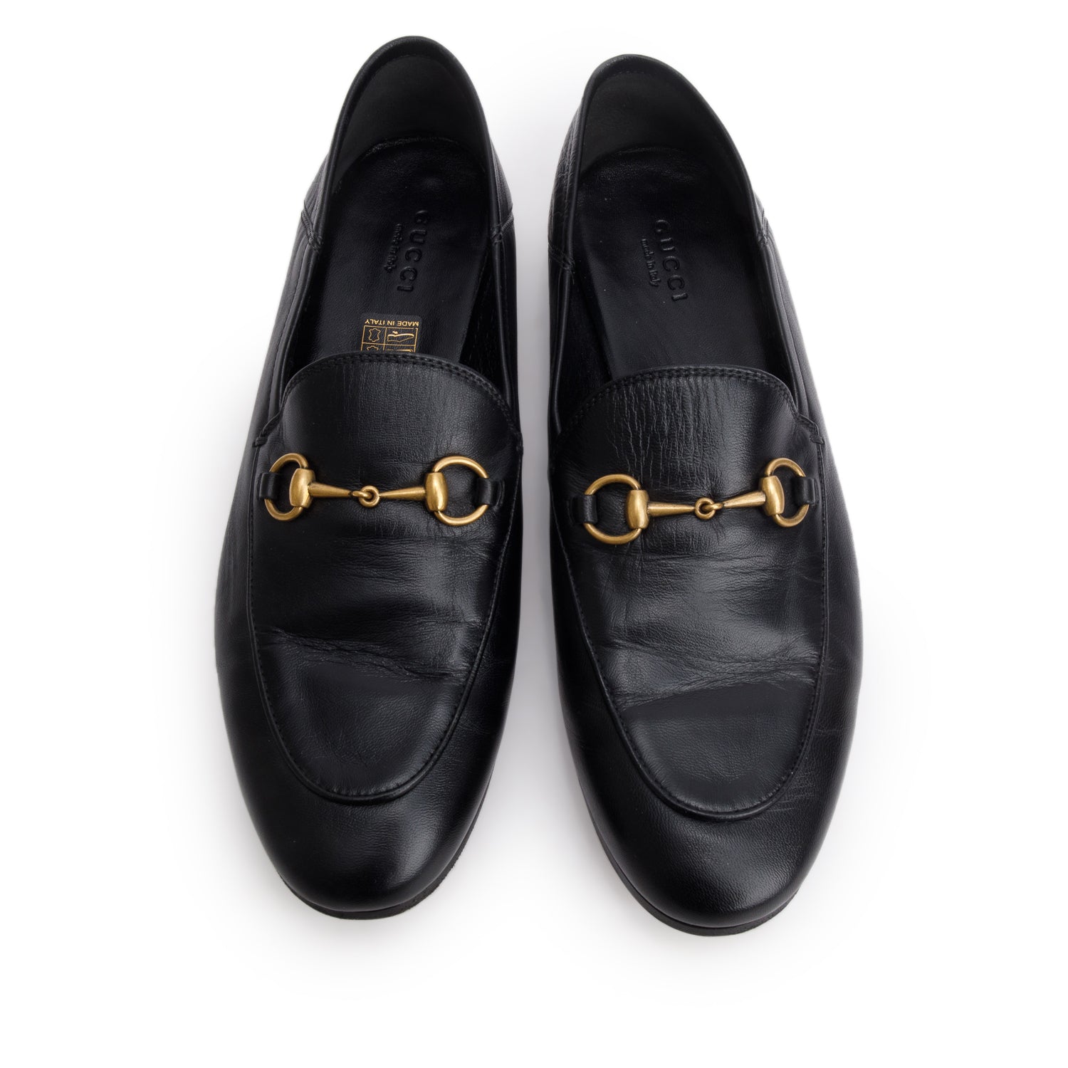 Gucci Black Calfskin Brixton Horsebit Loafers, Women's Size 38.5