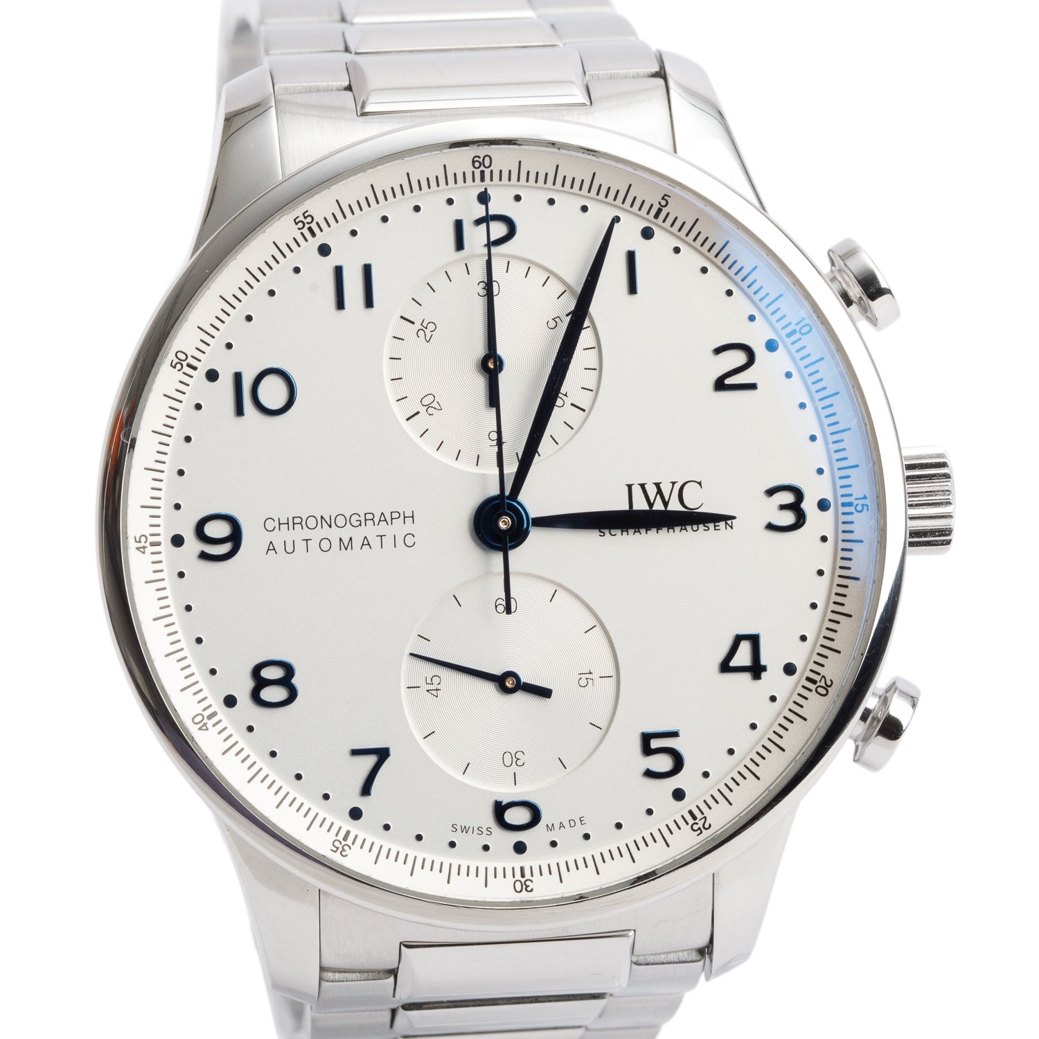 IWC 2024 Stainless Steel Portugieser Chronograph 41 MM Automatic Watch, Silver Dial IW371617 w/ Box & Papers
