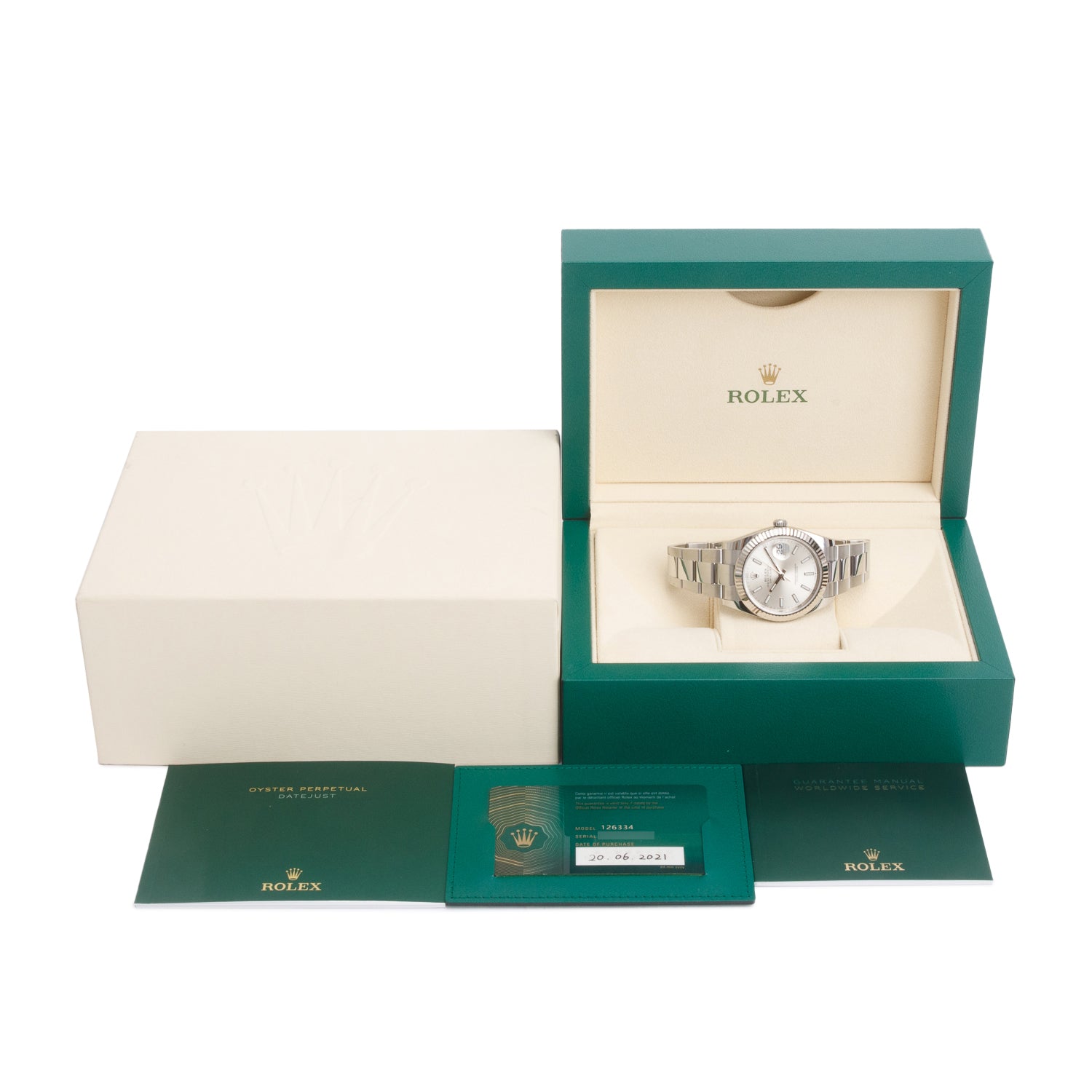 Rolex 2021 Stainless Steel Oyster Perpetual Datejust 41 MM Watch Silver Dial 126334 w/ Box & Papers