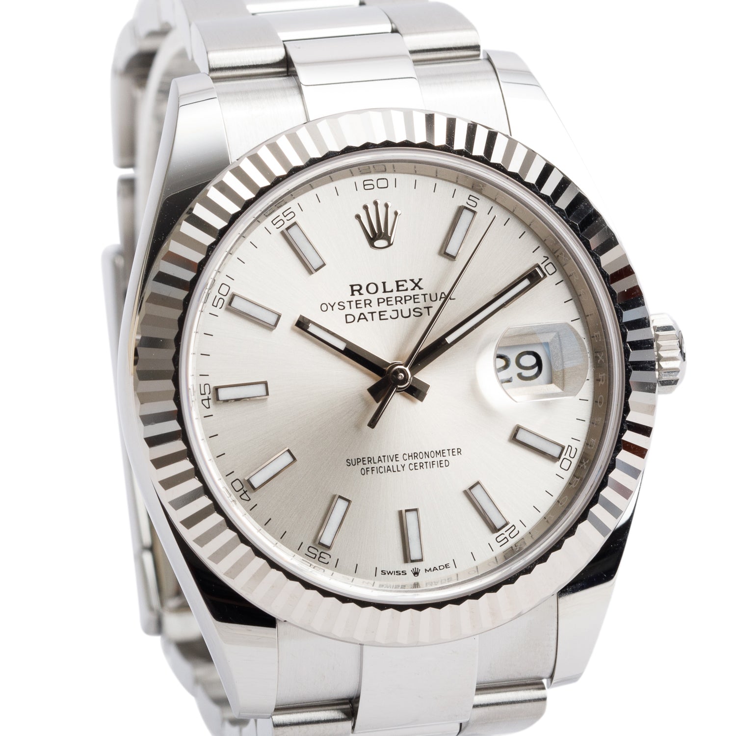 Rolex 2021 Stainless Steel Oyster Perpetual Datejust 41 MM Watch Silver Dial 126334 w/ Box & Papers