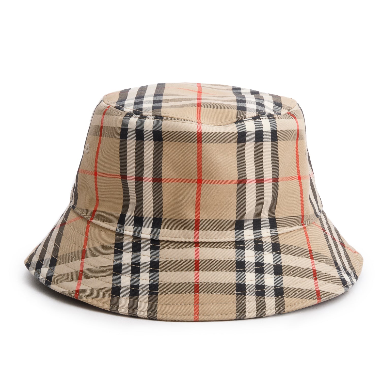 Burberry Beige Technical Cotton Vintage Check Bucket Hat, Size M