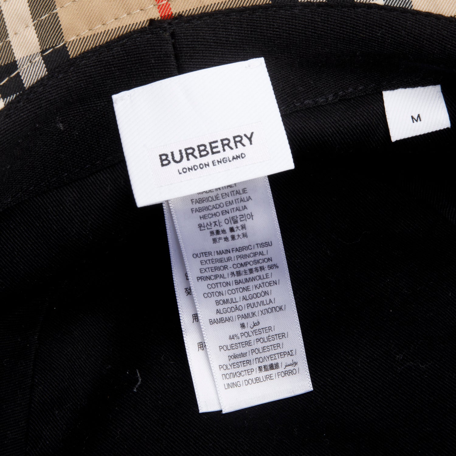 Burberry Beige Technical Cotton Vintage Check Bucket Hat, Size M