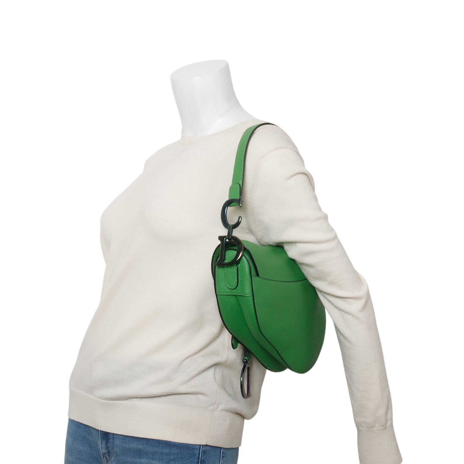 Christian Dior 2021 Green Grained Calfskin Saddle Bag