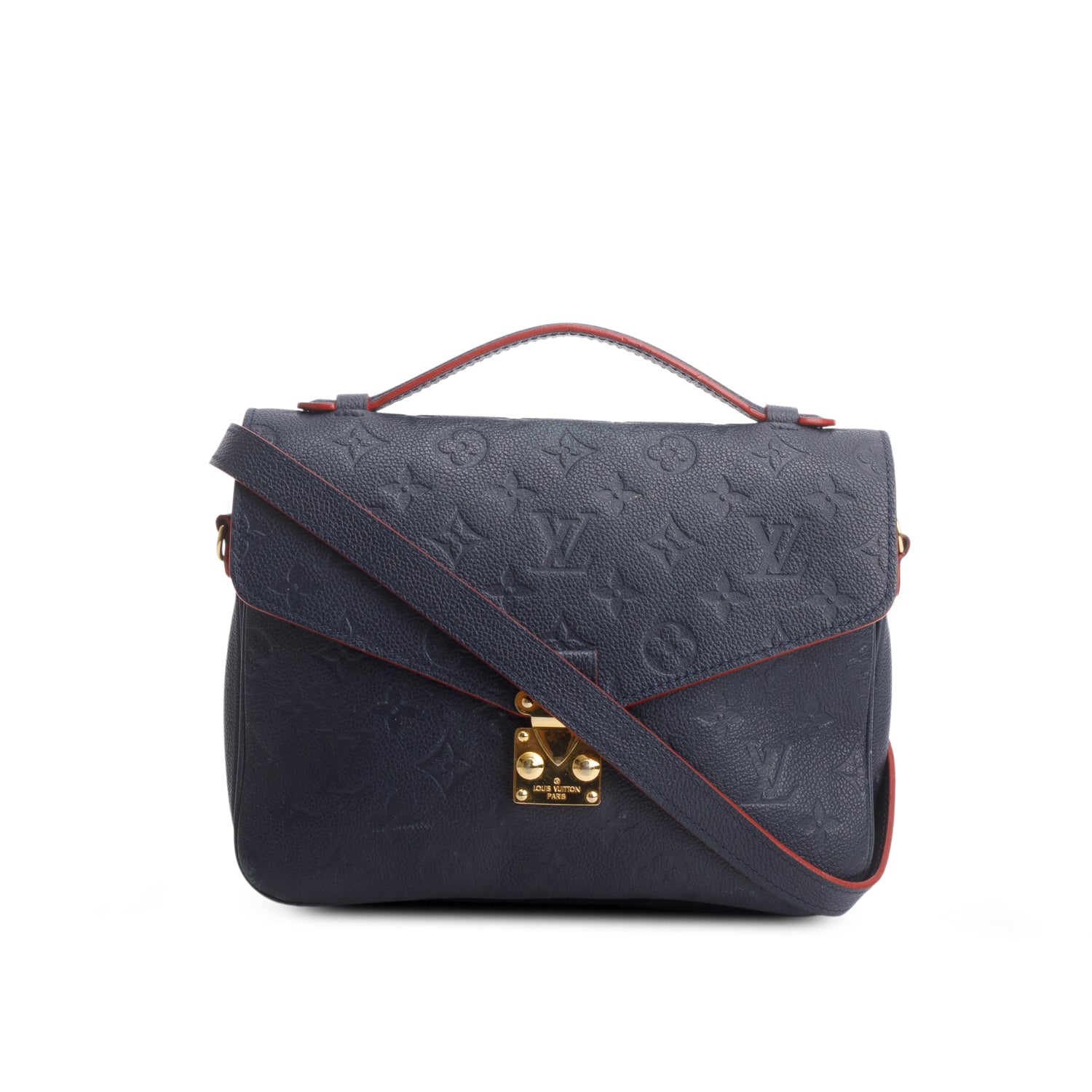 Louis Vuitton Blue Monogram Empreinte Leather Pochette Metis w/ Strap