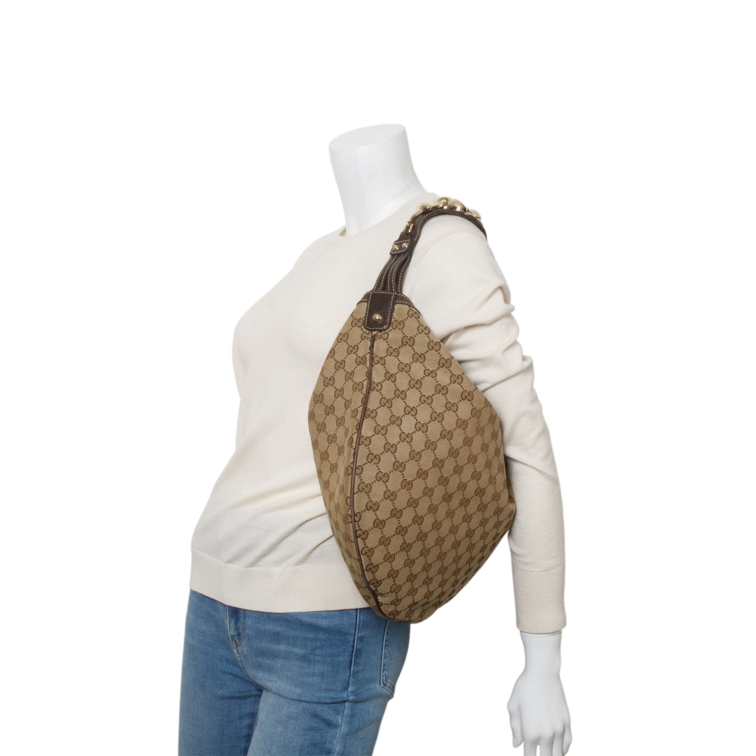 Gucci Monogram GG Canvas Large Wave Hobo