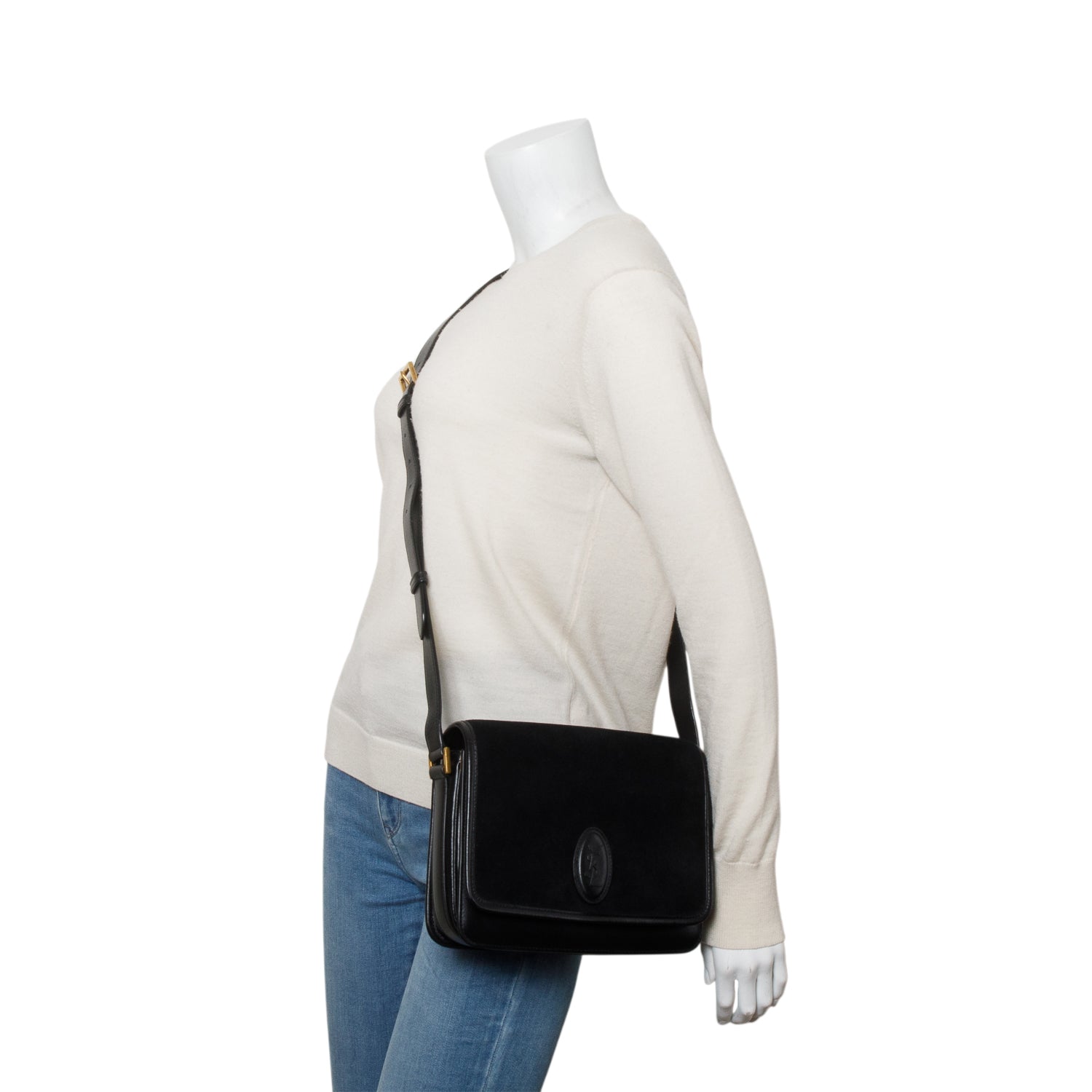 Saint Laurent Black Calfskin/Suede Le 61 Shoulder Bag
