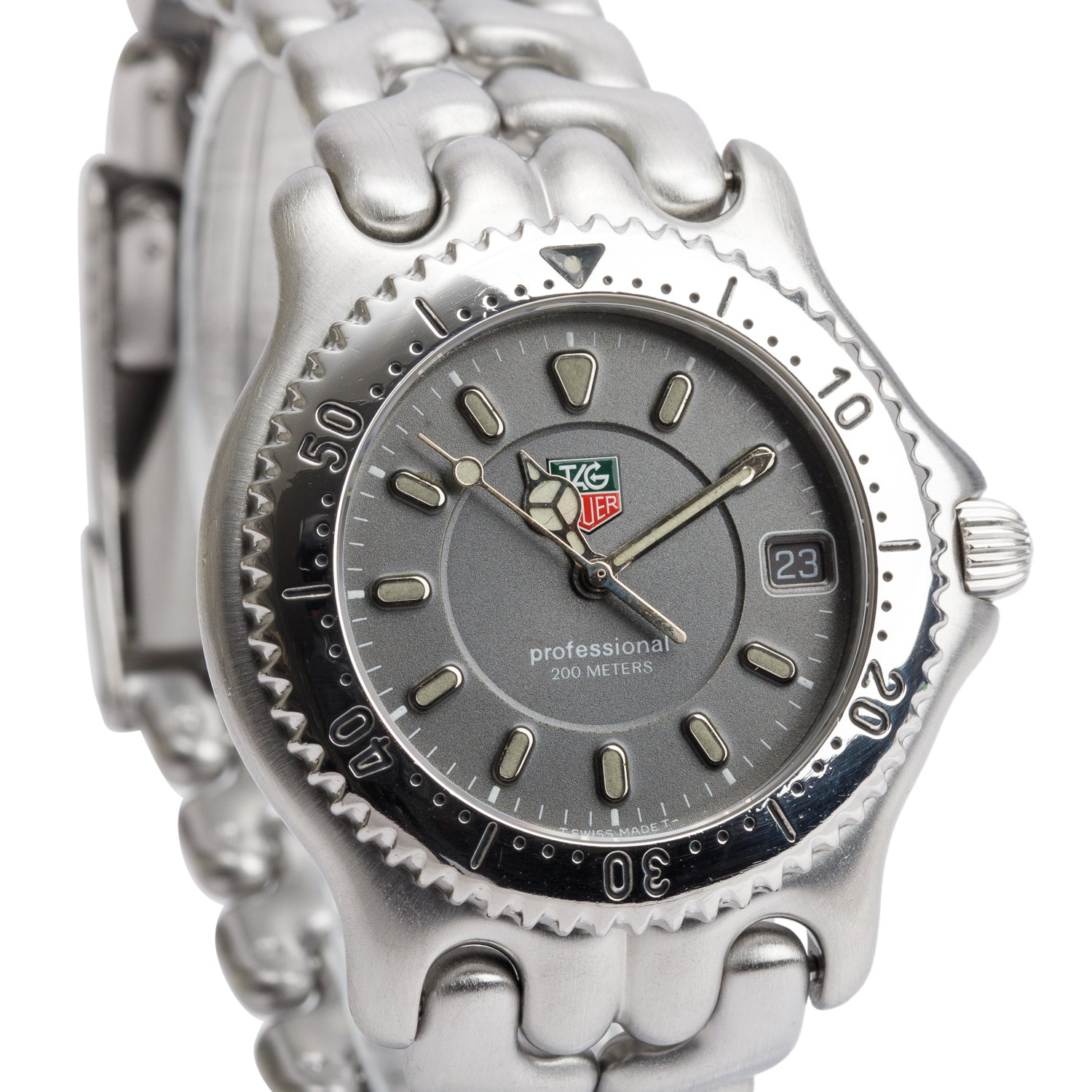 Tag Heuer Stainless Steel Professional Link 37 MM Watch Grey Dial WG1113-0