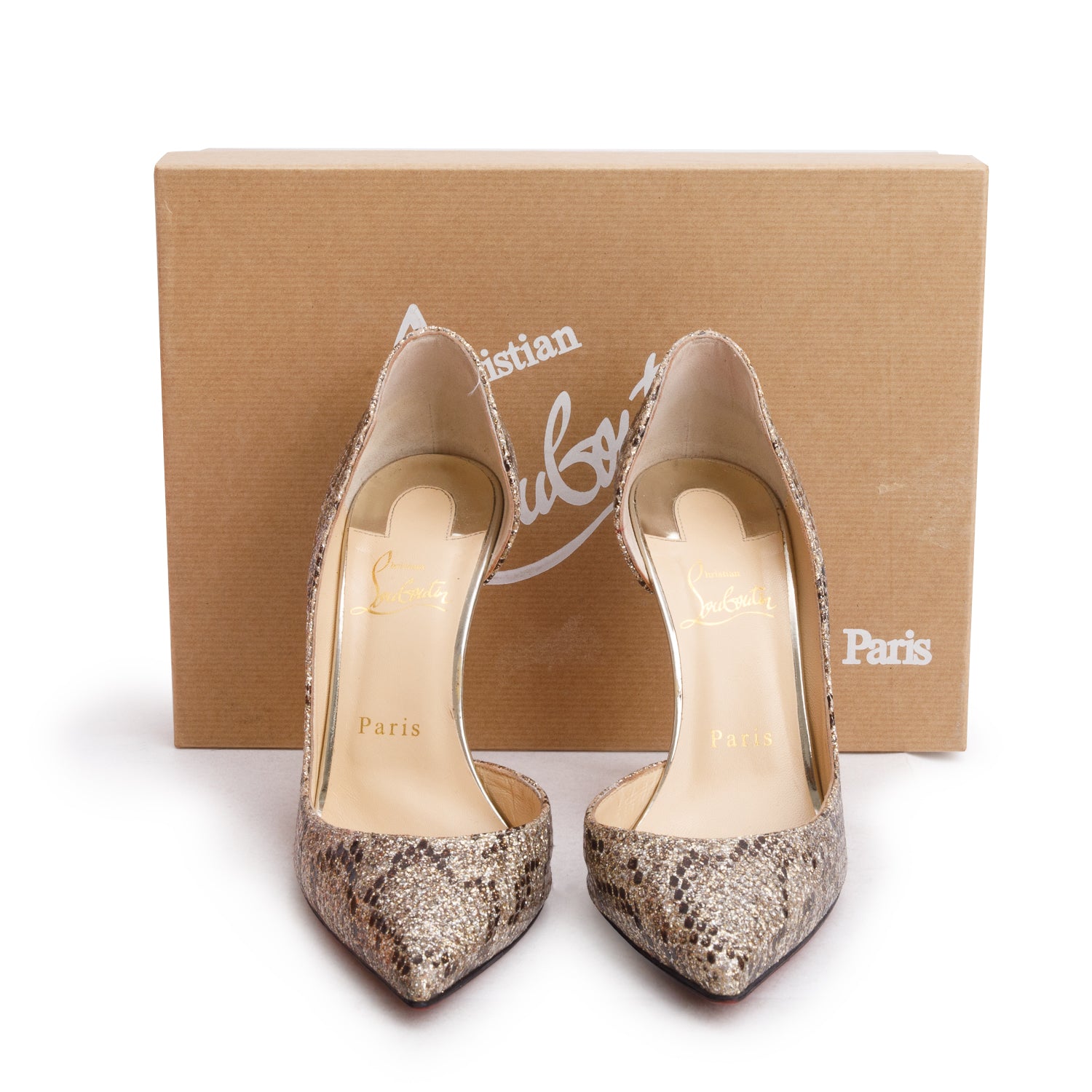 Christian Louboutin Glitter Python Print Iriza 100 Pumps, Women's Size 37.5 w/ Box