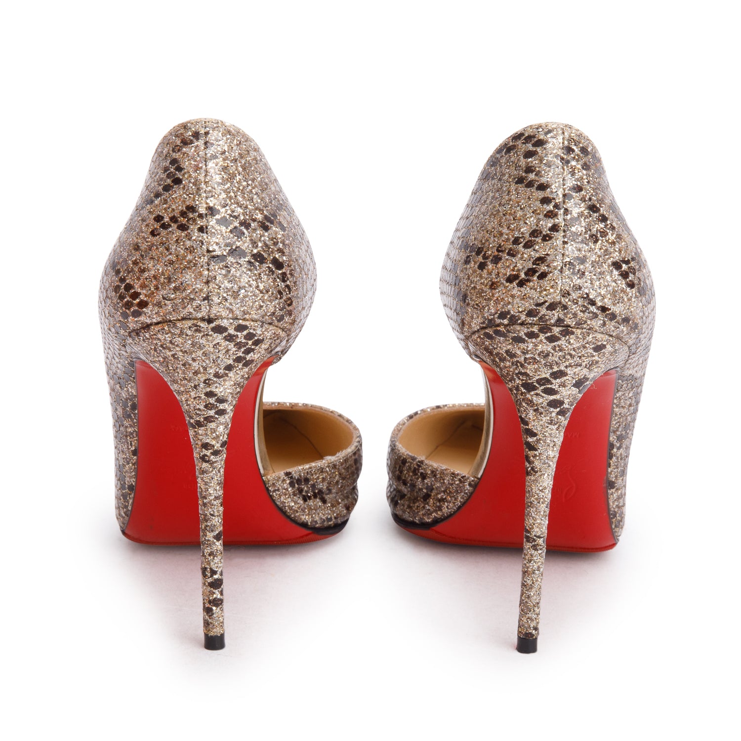 Christian Louboutin Glitter Python Print Iriza 100 Pumps, Women's Size 37.5 w/ Box