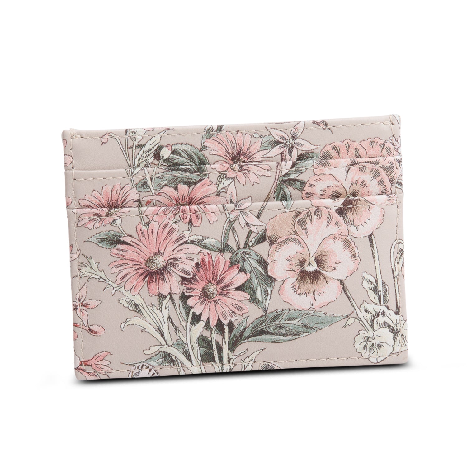 Christian Dior 2025 Beige Multicolor Printed Leather Caro Freesia Card Holder w/ Box