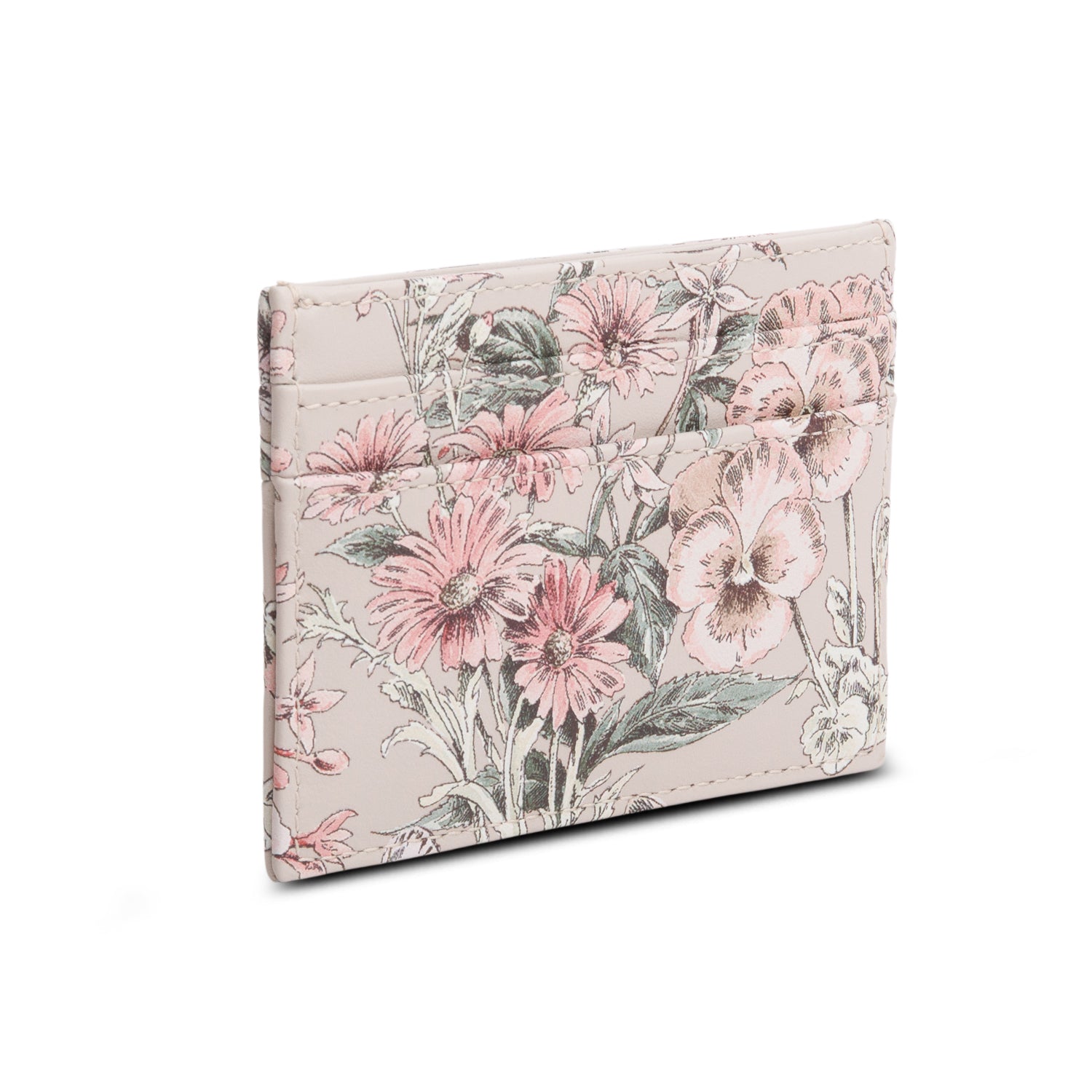 Christian Dior 2025 Beige Multicolor Printed Leather Caro Freesia Card Holder w/ Box