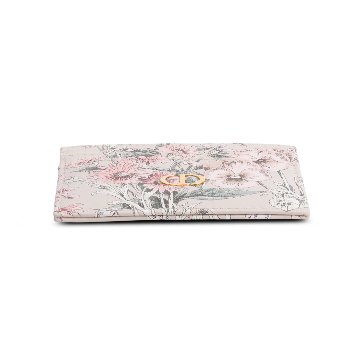 Christian Dior 2025 Beige Multicolor Printed Leather Caro Freesia Card Holder w/ Box