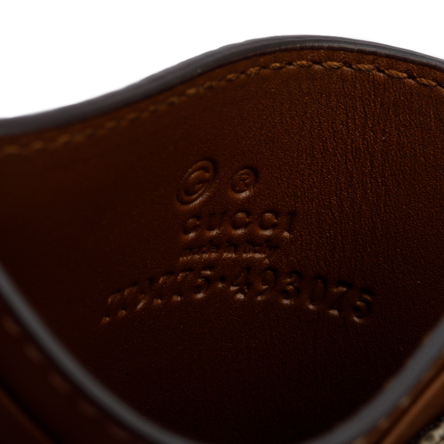 Gucci Brown Calfskin Leather GG Supreme Card Case