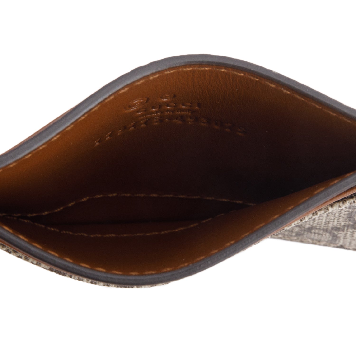 Gucci Brown Calfskin Leather GG Supreme Card Case