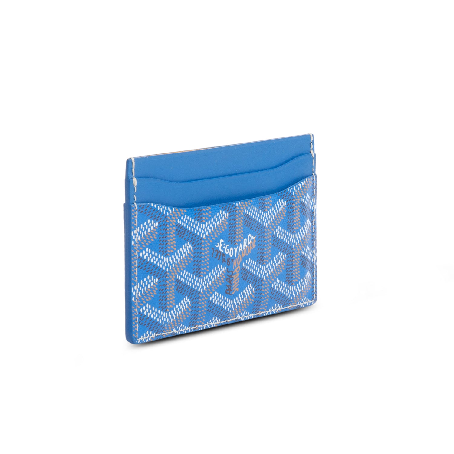 Goyard 2025 Blue Leather & Coated Canvas Saint Sulpice Card Holder w/ Box