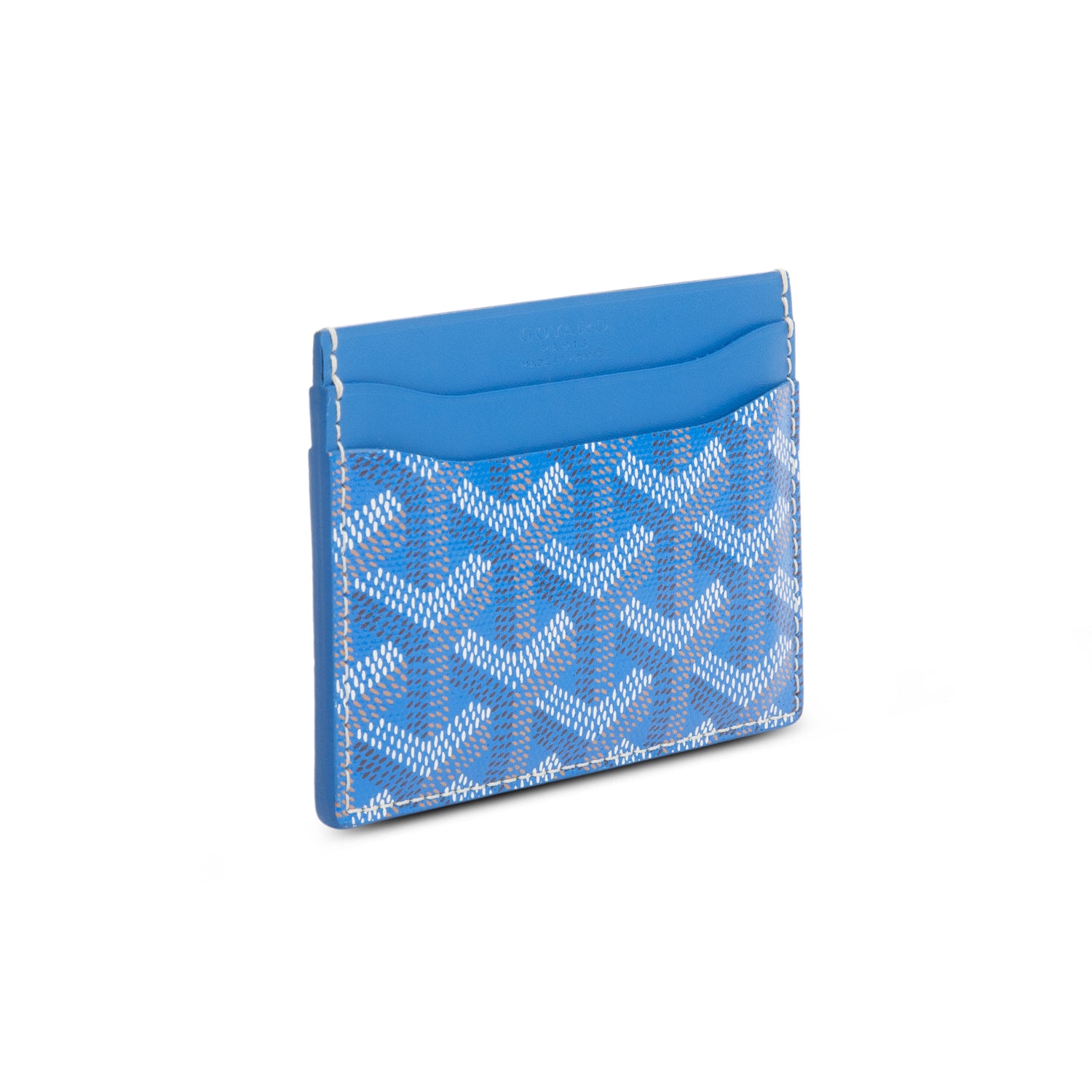 Goyard 2025 Blue Leather & Coated Canvas Saint Sulpice Card Holder w/ Box