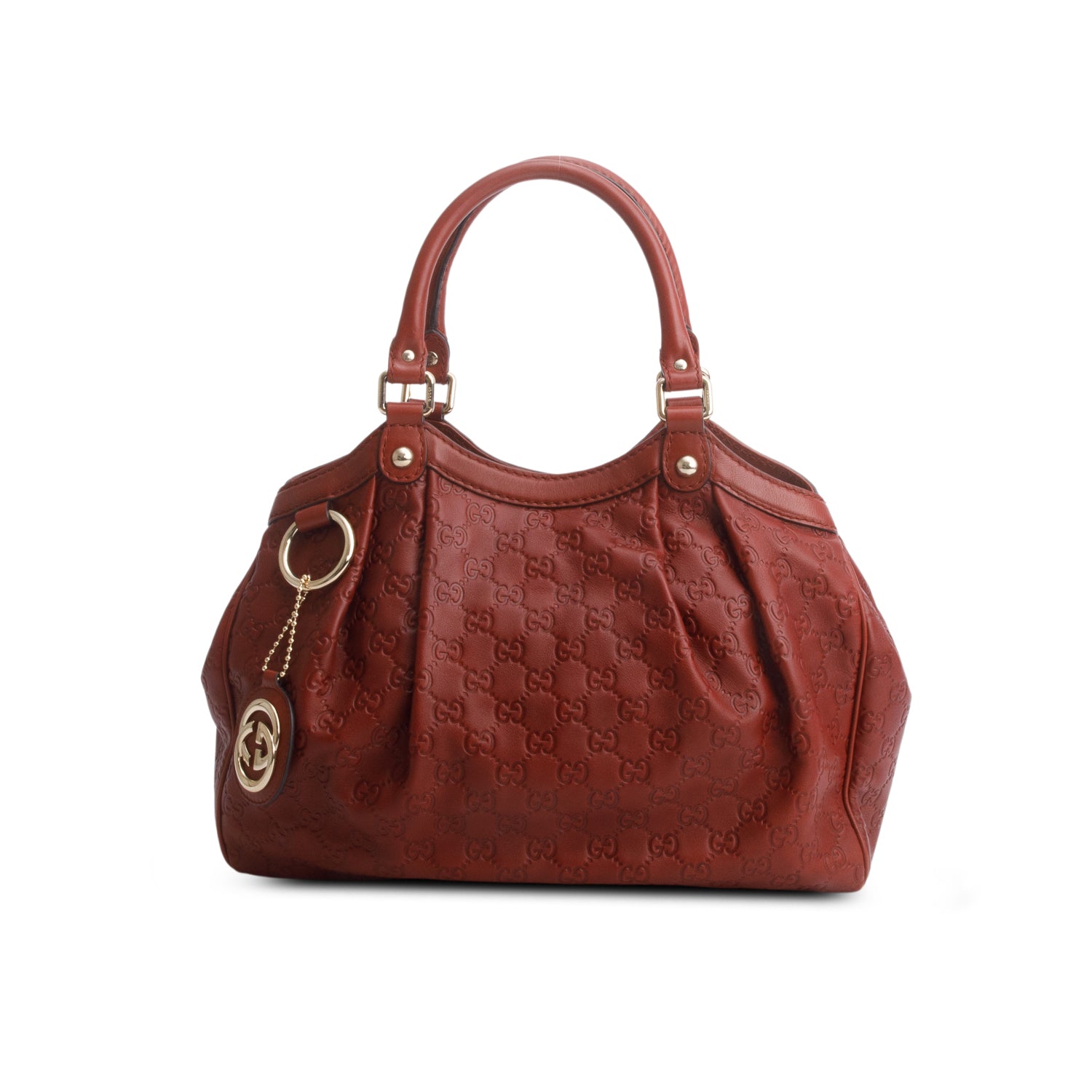 Gucci Red Leather Signature Interlocking G Medium Sukey Tote