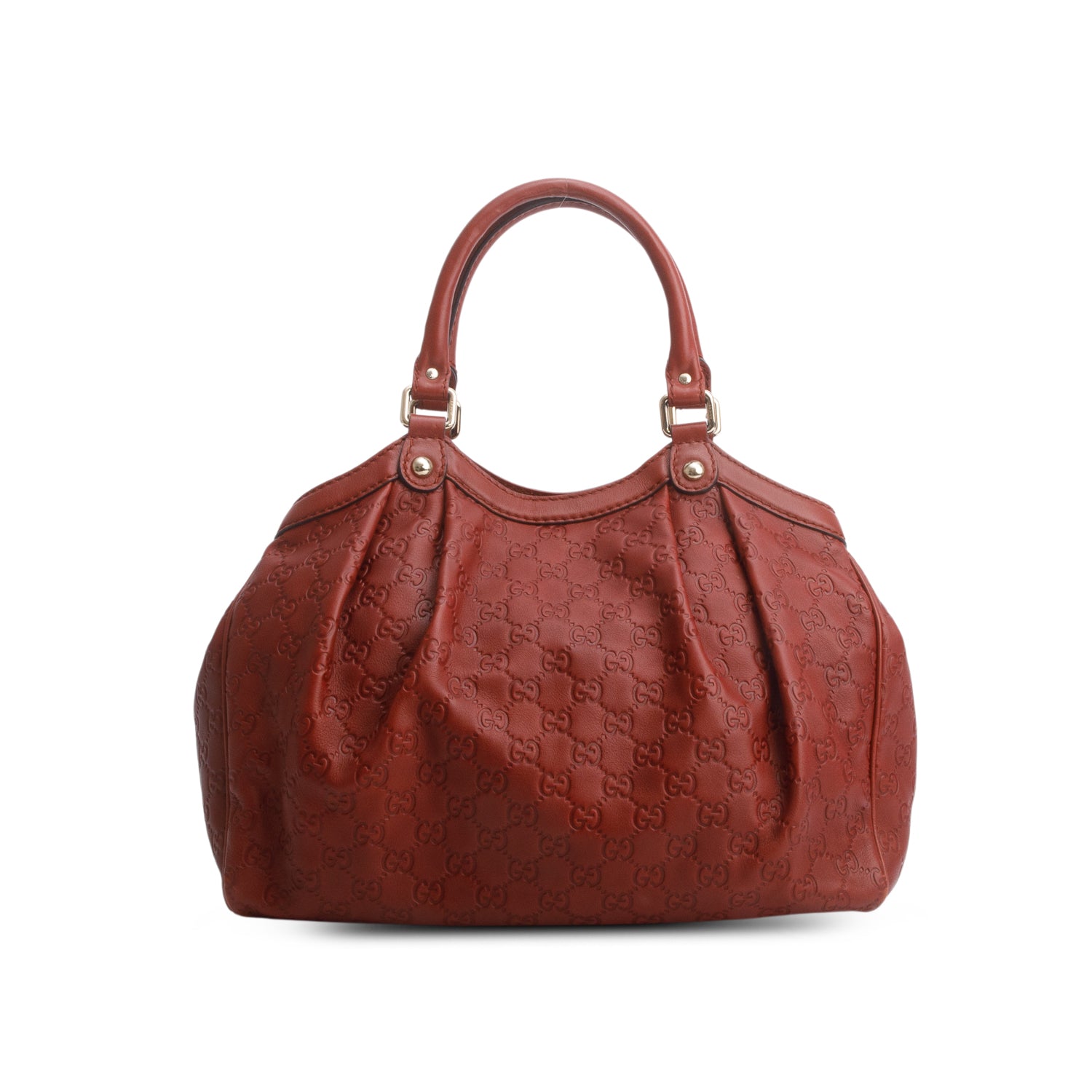 Gucci Red Leather Signature Interlocking G Medium Sukey Tote