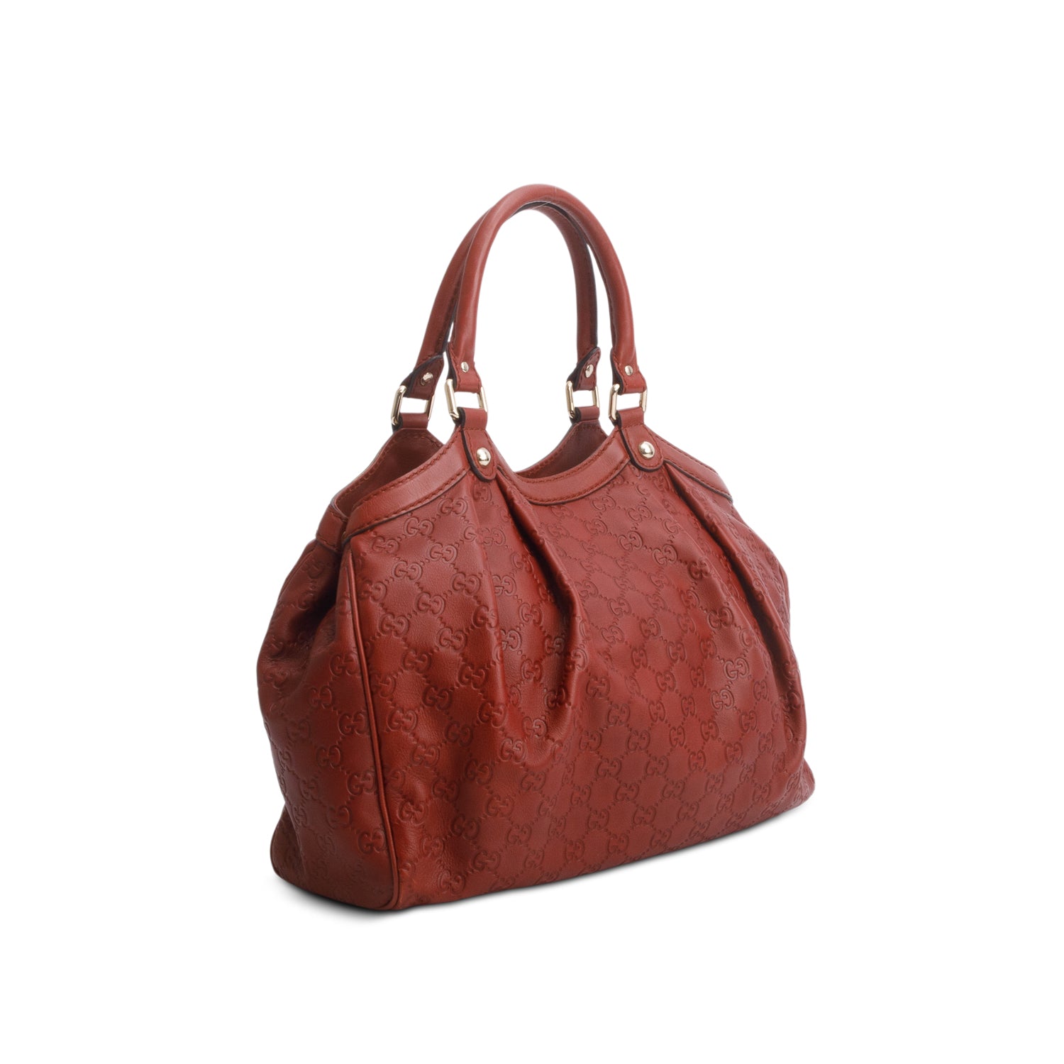 Gucci Red Leather Signature Interlocking G Medium Sukey Tote