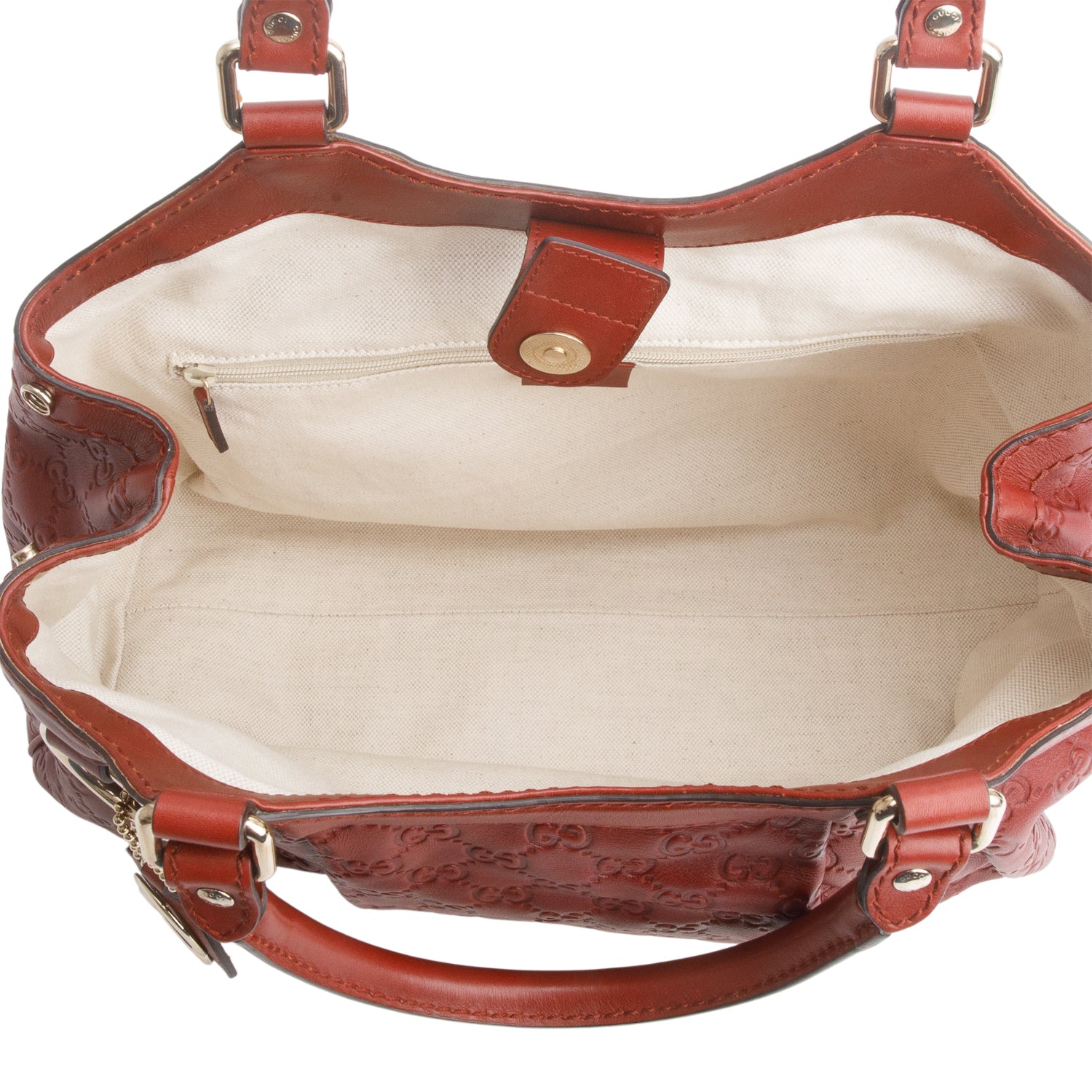 Gucci Red Leather Signature Interlocking G Medium Sukey Tote
