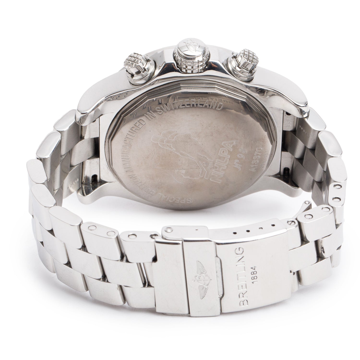 Breitling Stainless Steel Super Avenger NHLPA Special Edition 48 MM Automatic Chronograph Watch White Dial A13370