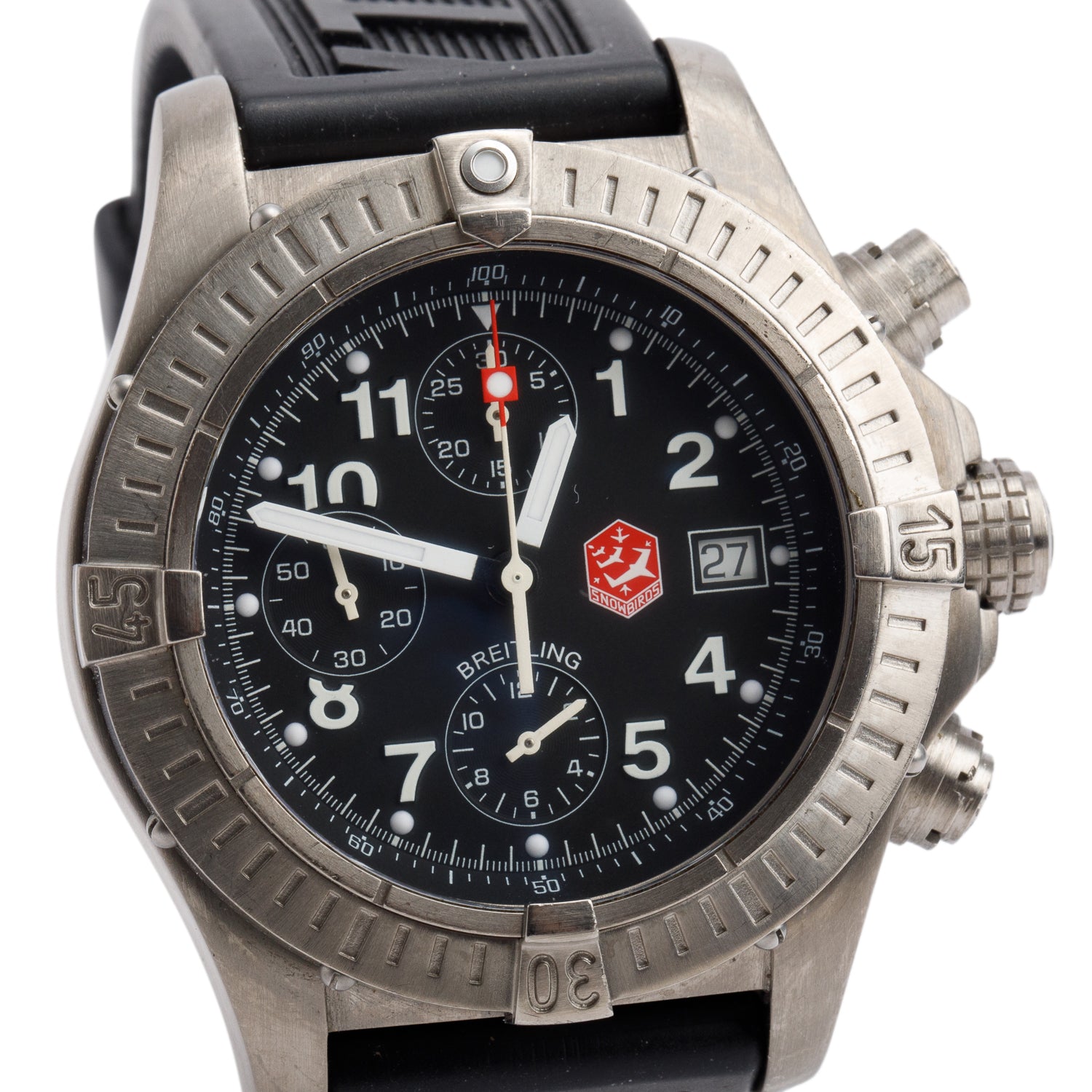 Breitling Limited Edition Titanium Avenger Snowbirds 44 MM Chronograph Automatic Watch Black Dial E13360