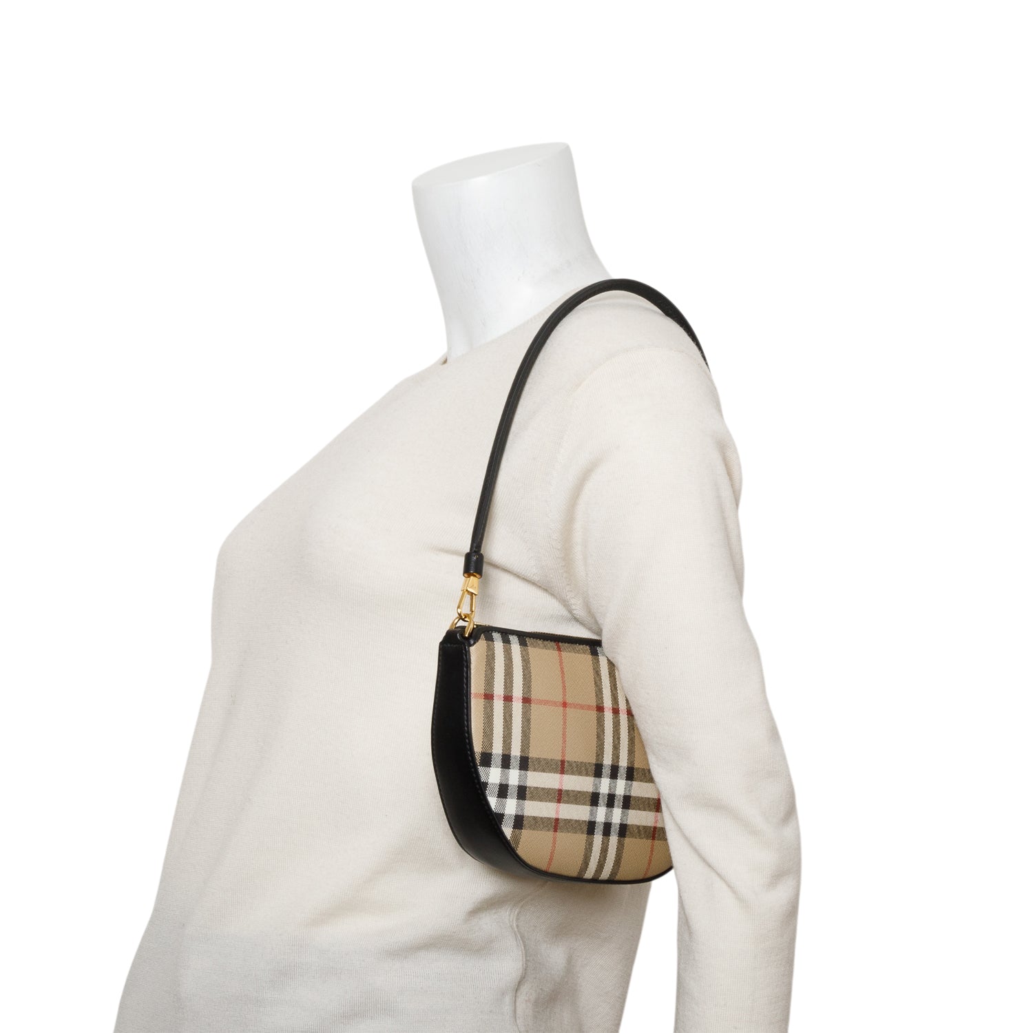 Burberry Beige Vintage Check Calfskin Olympia Slim Pouch