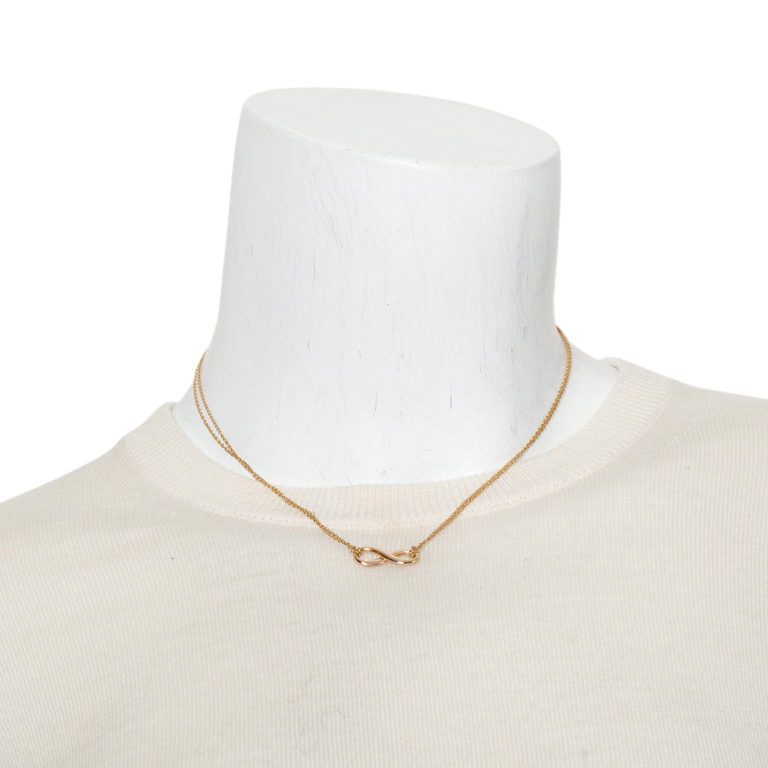 Tiffany & Co. 18k Yellow Gold Double Chain Infinity Pendant Necklace w/ Box