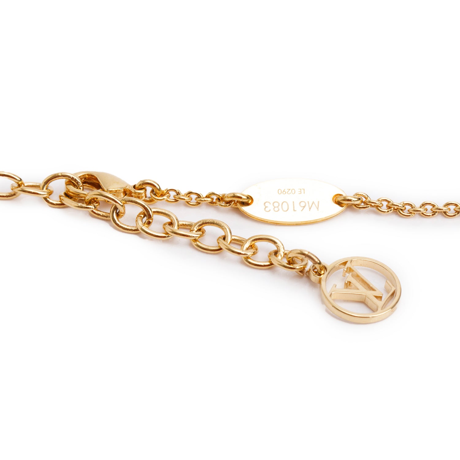 Louis Vuitton Gold-Tone Metal Essential V Pendant Necklace w/ Box