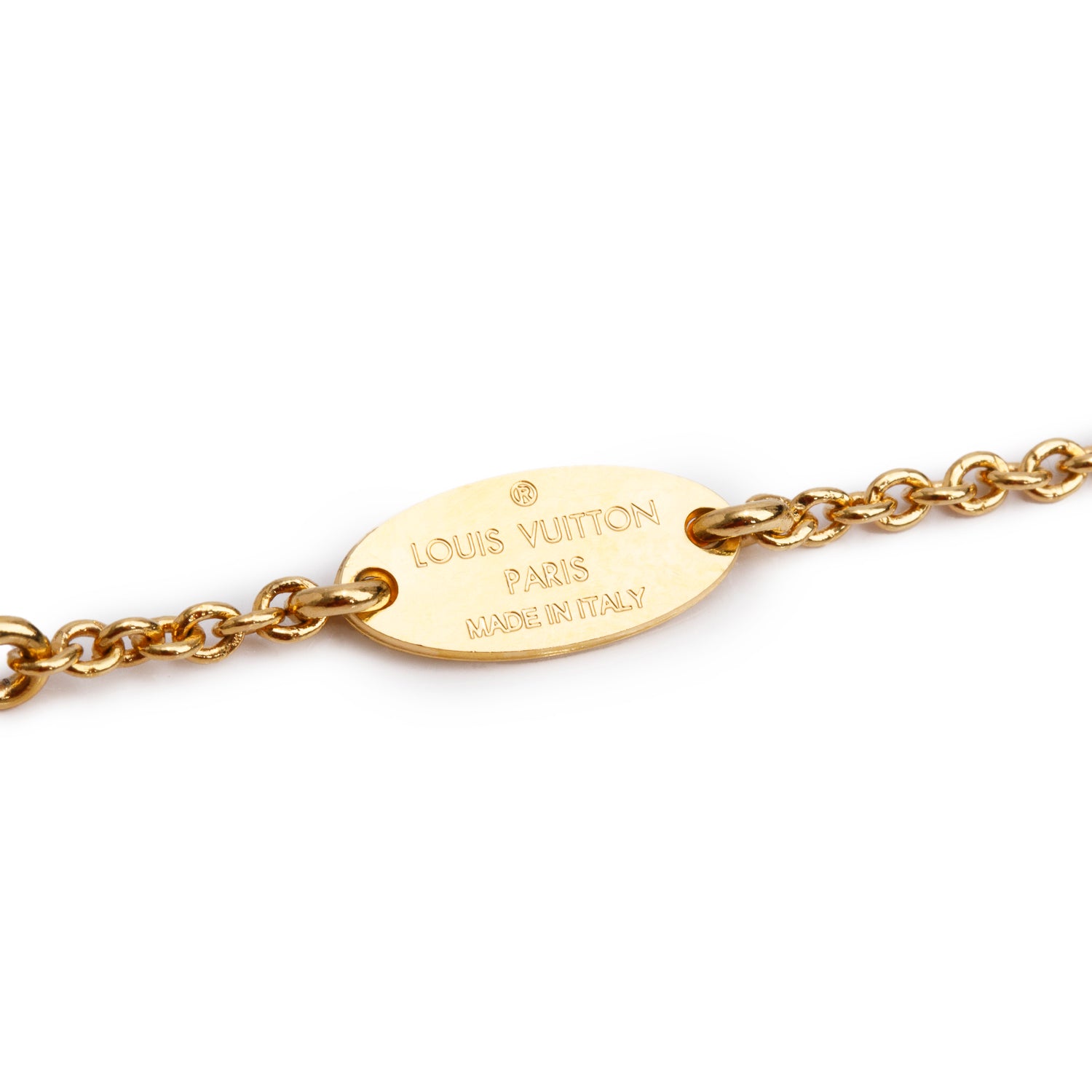 Louis Vuitton Gold-Tone Metal Essential V Pendant Necklace w/ Box