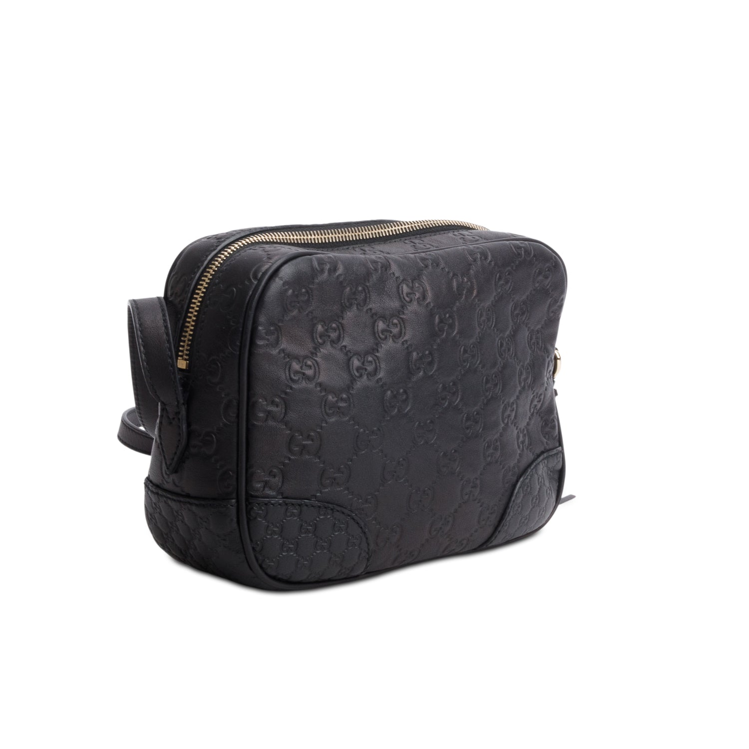 Gucci Black Soft Leather Signature Mini Bree Messenger Bag