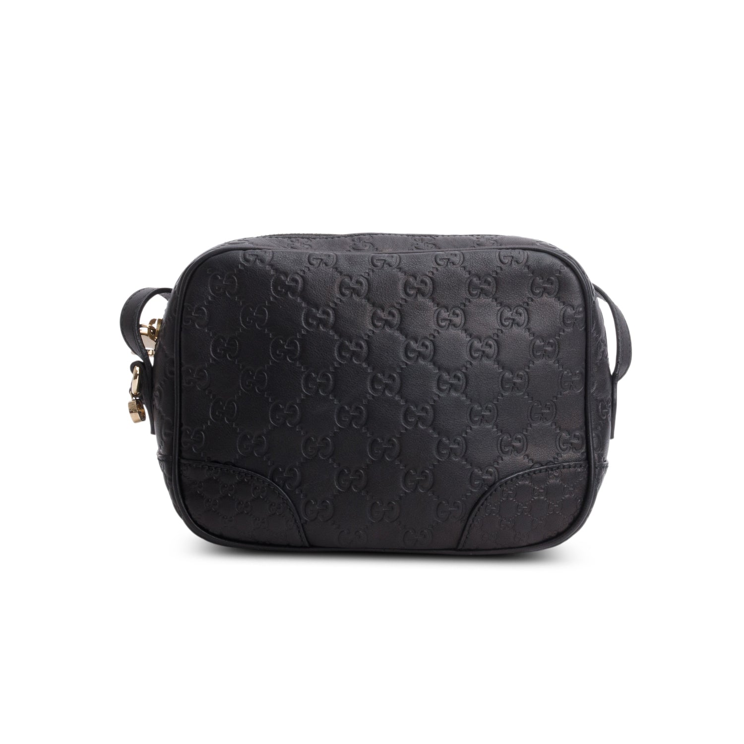 Gucci Black Soft Leather Signature Mini Bree Messenger Bag