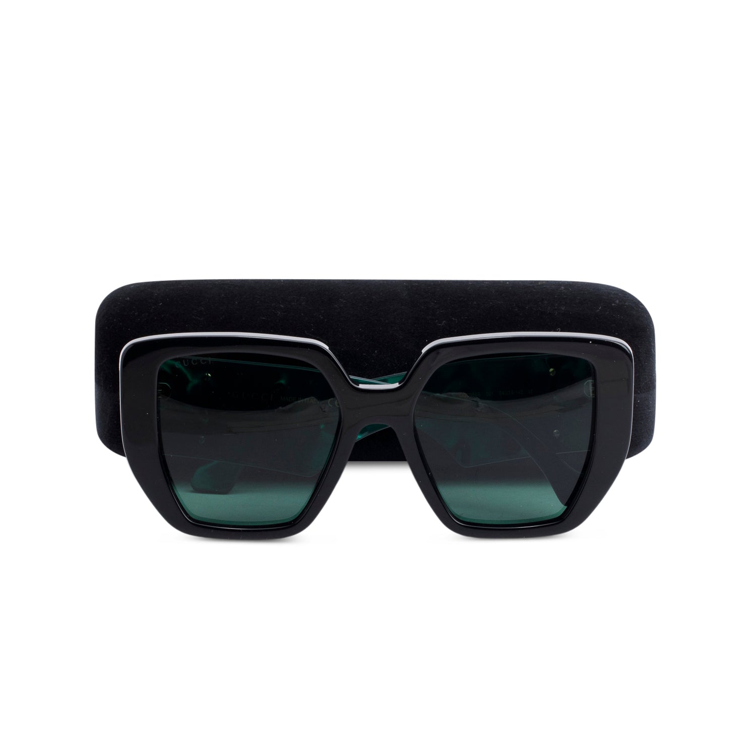 Gucci GG0956S Black/Green Acetate Square Frame Sunglasses w/ Case