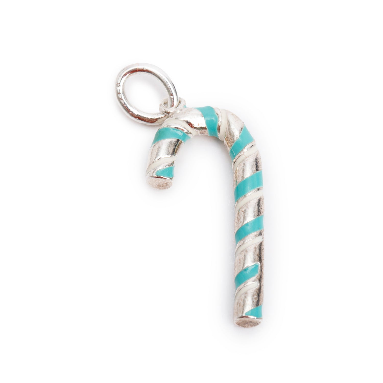 Tiffany & Co. Sterling Silver Blue Enamel Candy Cane Charm