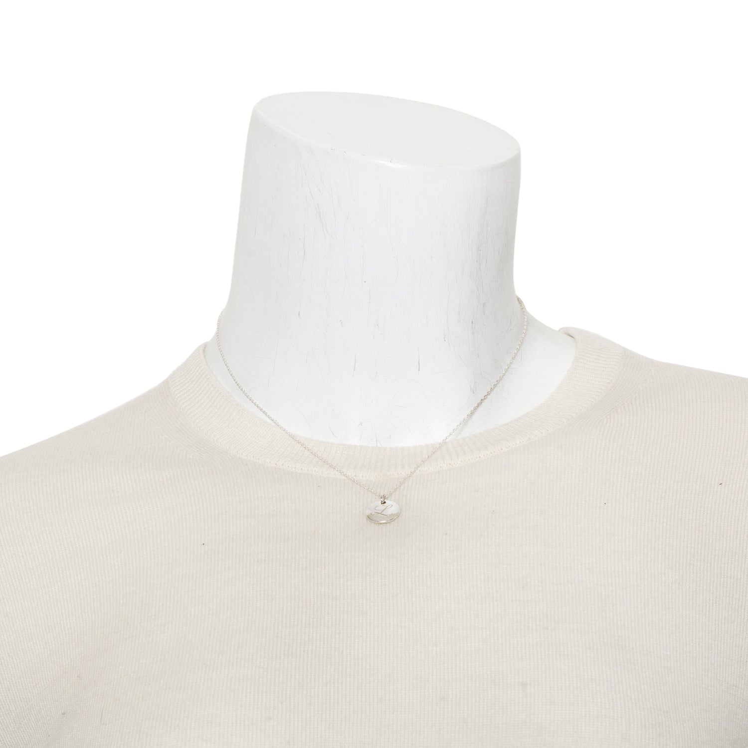 Tiffany & Co. Sterling Silver Notes Letter 'L' Disc Charm Pendant Necklace
