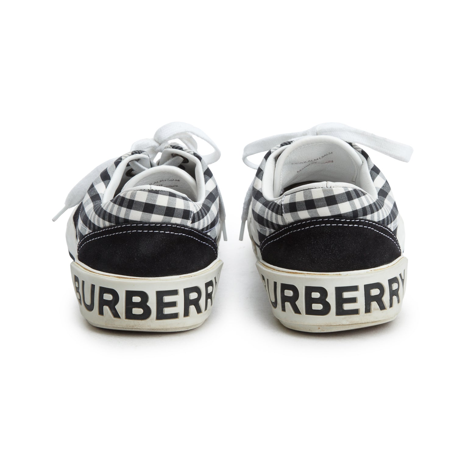 Burberry Black/White Check Canvas/Suede Low Top Sneakers, Men's Size 40
