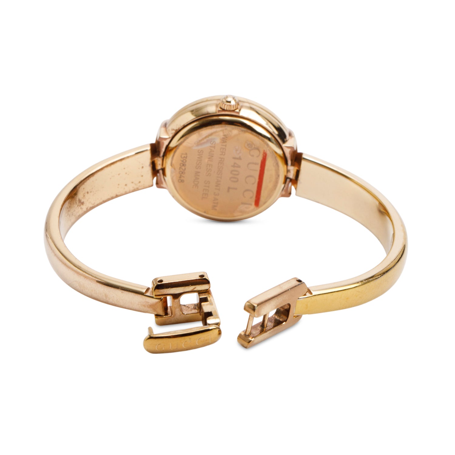 Gucci Rose Gold-Plated Stainless Steel 1400L Series 25.5 MM Watch Black Signature Dial