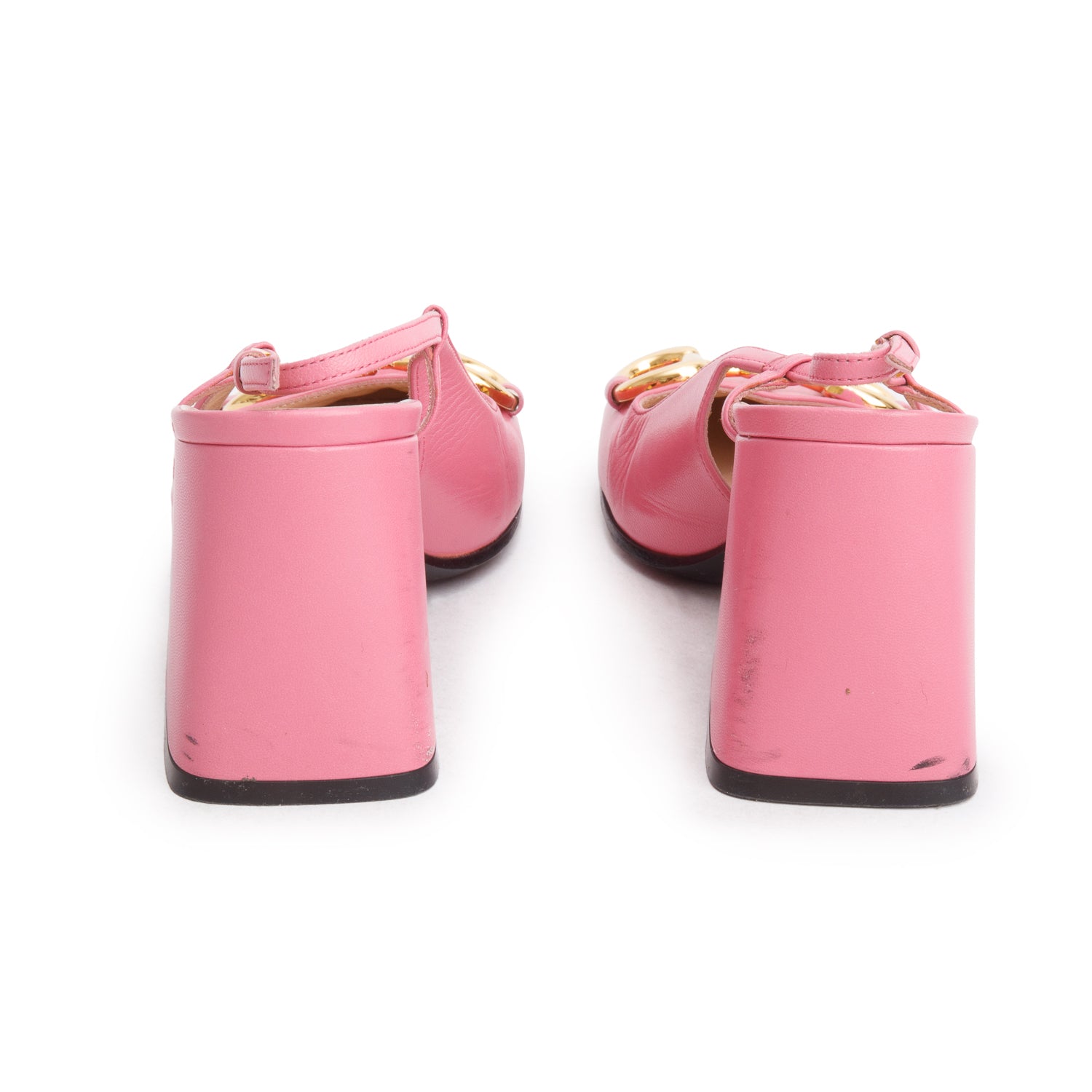 Gucci Pink Malaga Kit Horsebit 75mm Slingback Pumps, Women's Size 36.5