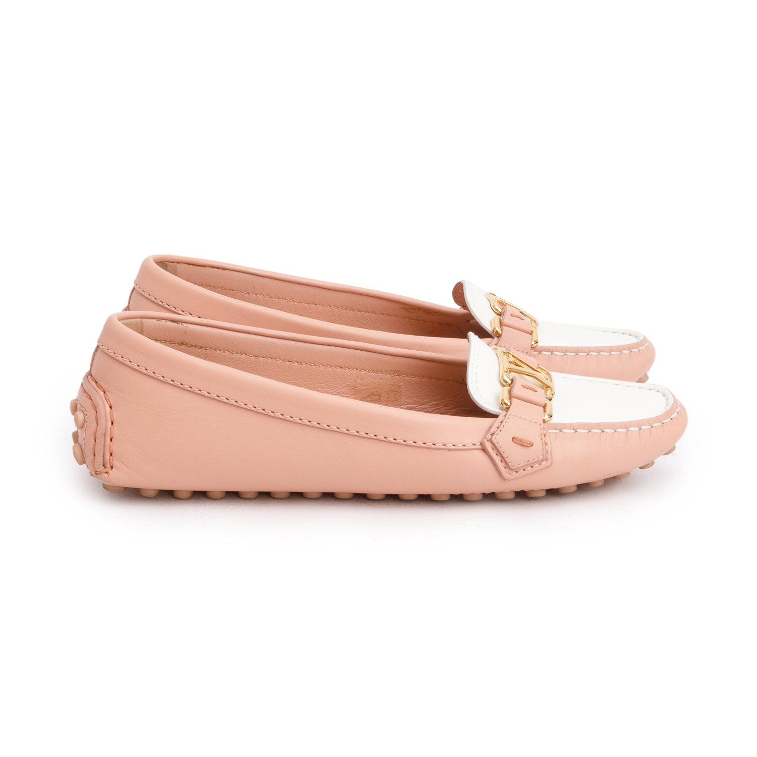 Louis Vuitton Calfskin Pink/White Monte Carlo Car Mocassin Women's Size 37 w/ Box
