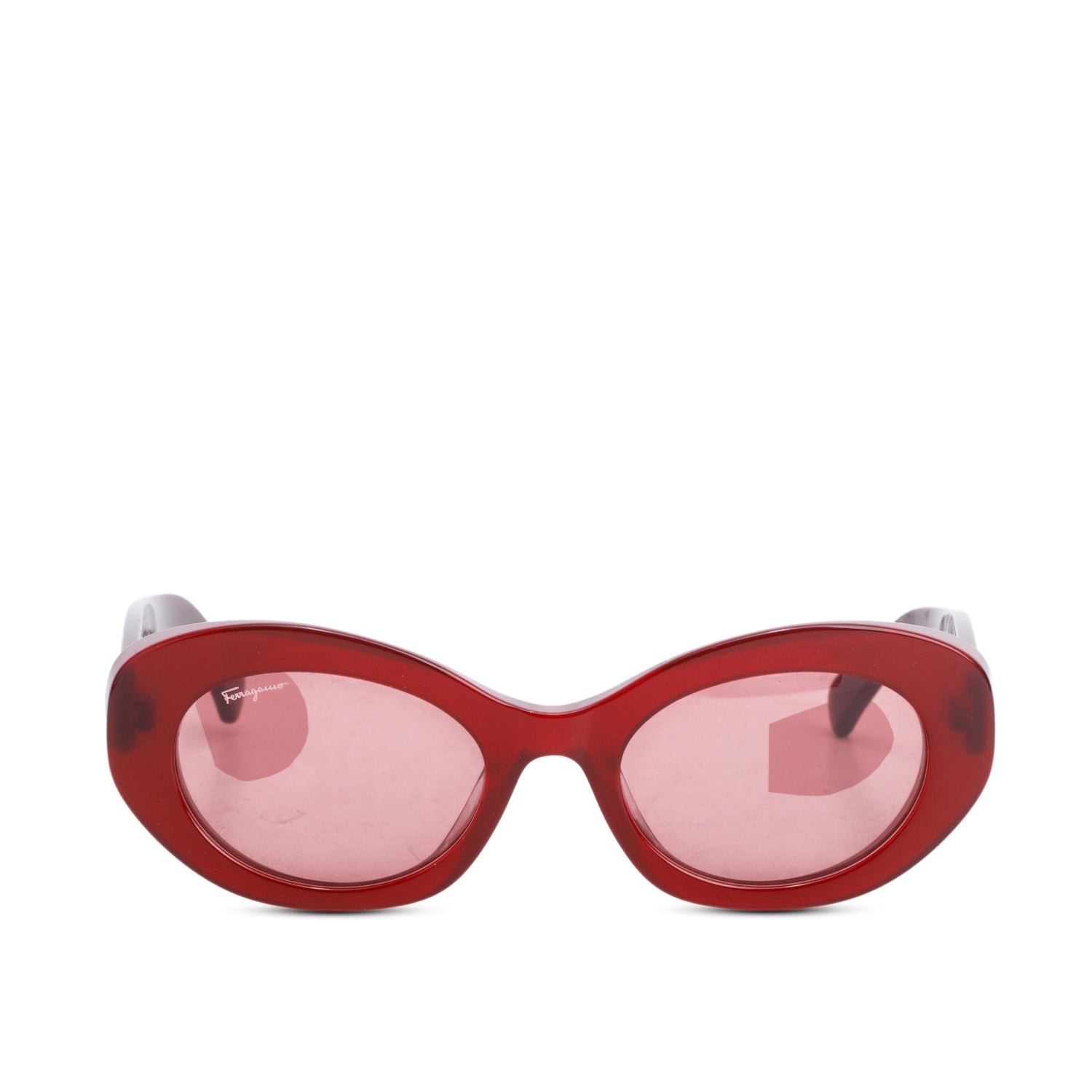Ferragamo SF1080S Red Acetate Oval Sunglasses w/ Case