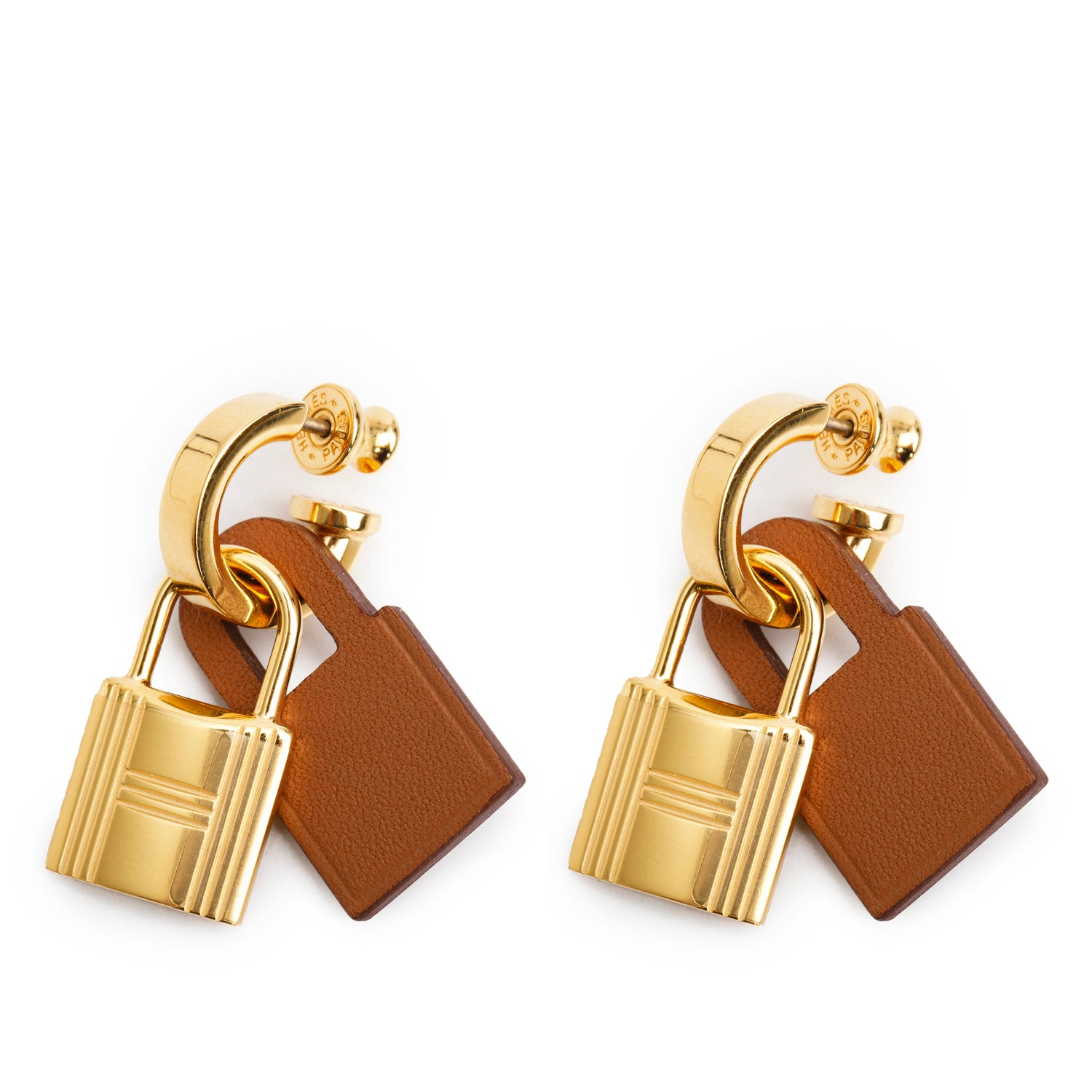 Hermes Gold-Plate Swift O'Kelly Drop Earrings w/ Box
