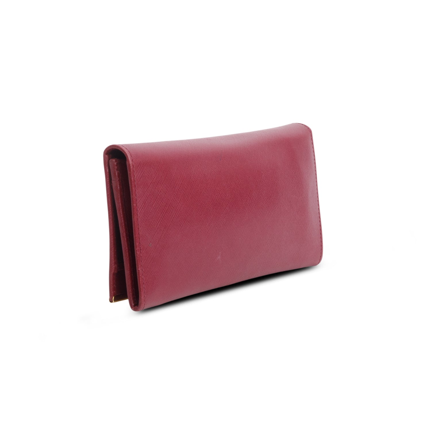 Ferragamo Burgundy Pebbled Calfskin Gancini Continental Wallet w/ Box