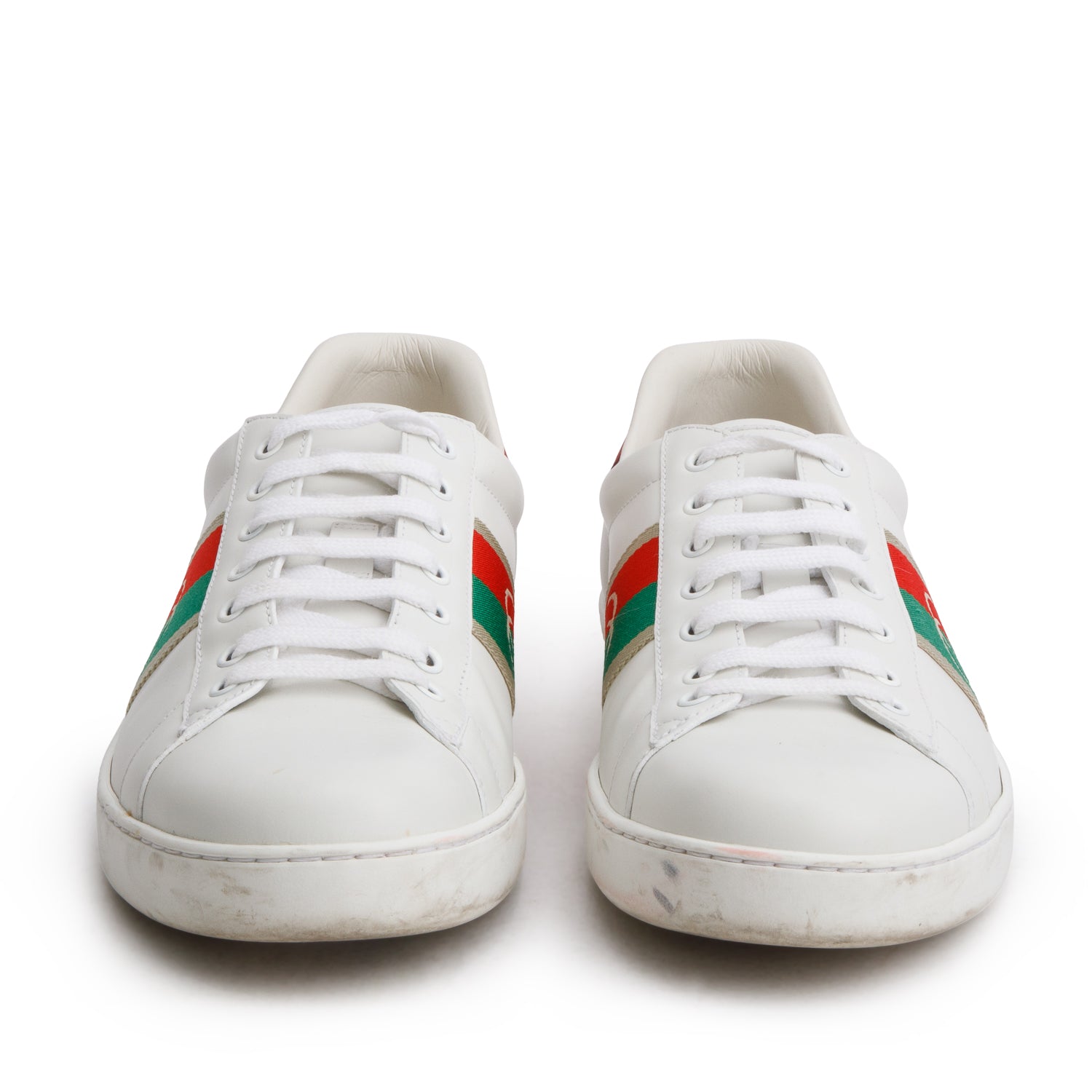 Gucci White Miro Soft Calfskin Web Interlocking G Ace Sneakers, Men's Size 11 w/ Box
