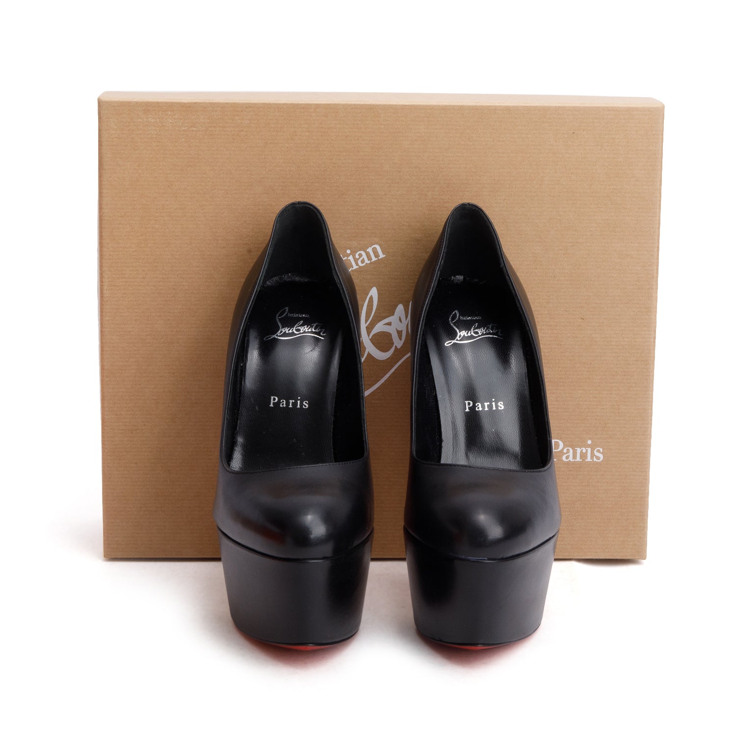 Christian Louboutin Black Goatskin Dolly Pump Alta 160, Women's Size 37 w/ Box