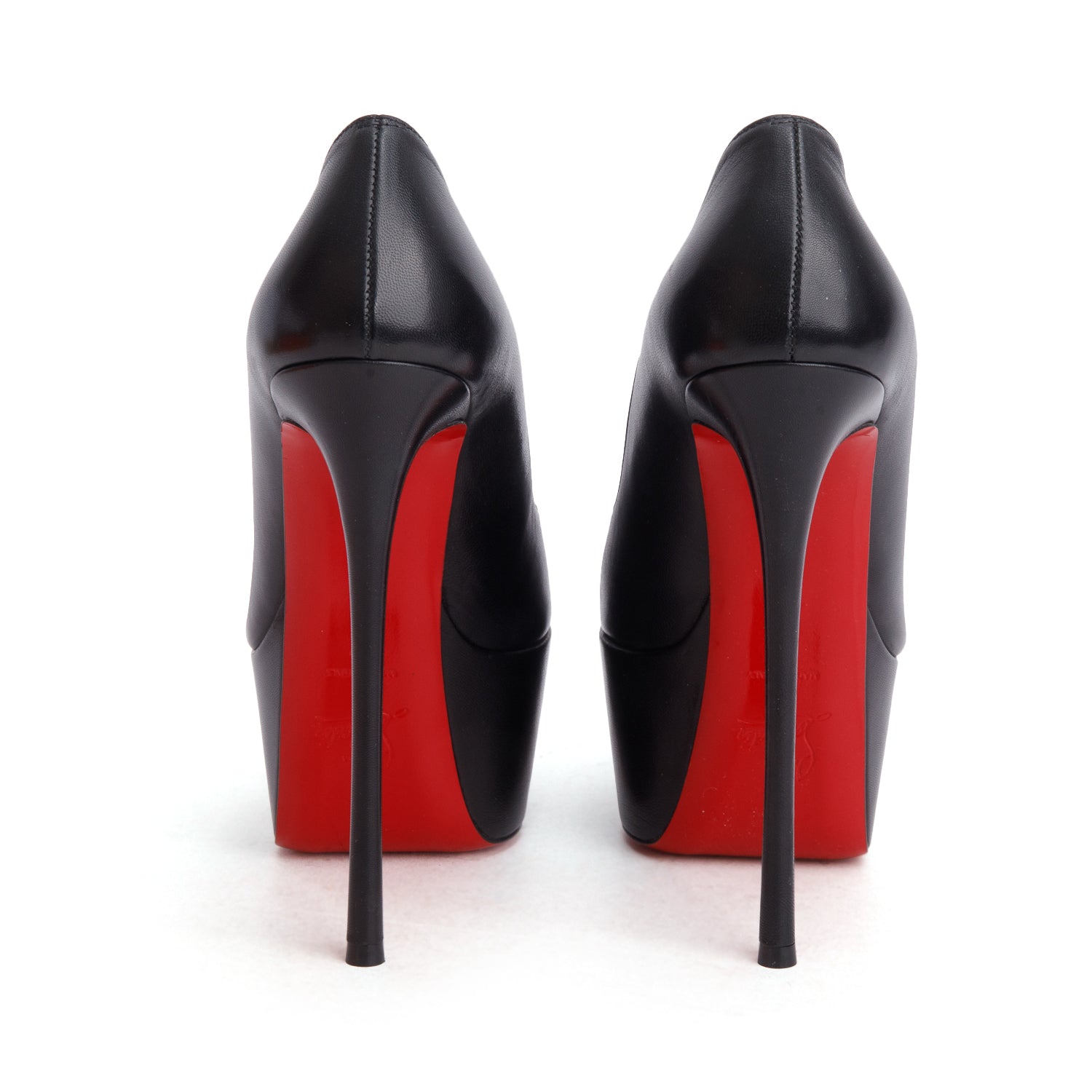 Christian Louboutin Black Goatskin Dolly Pump Alta 160, Women's Size 37 w/ Box