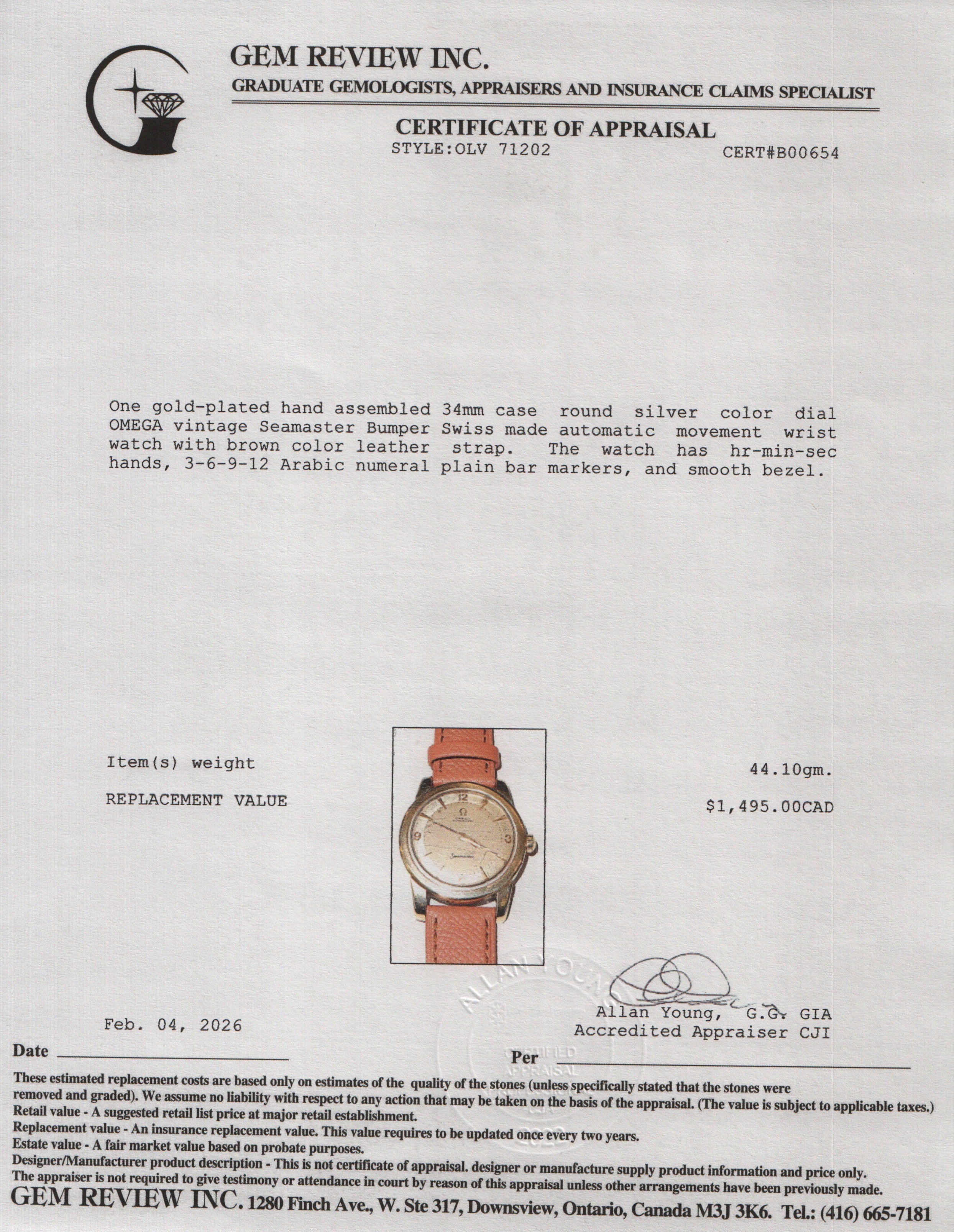 Omega Vintage Gold-Plated Stainless Steel Seamaster Bumper 34 MM Automatic Watch